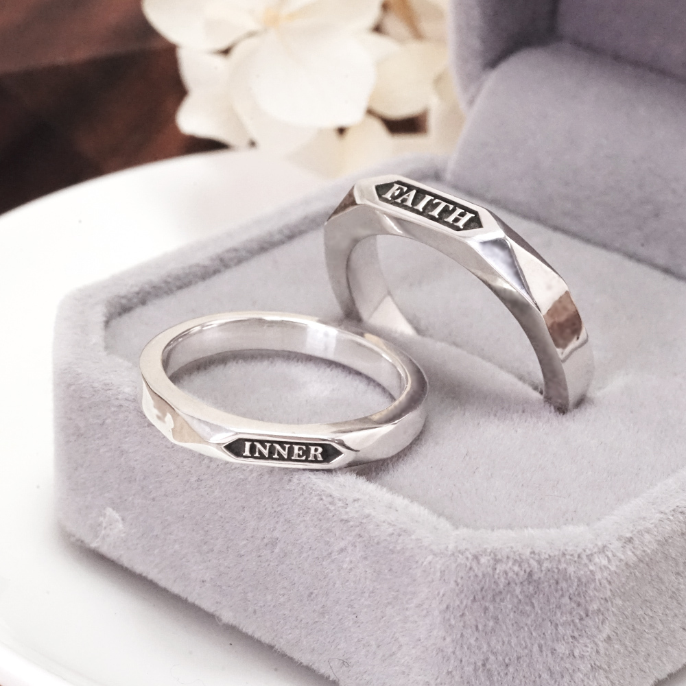 反白設計 永恆時光銀戒 925純銀戒指 刻字 訂製 男戒 女戒 姓名戒指