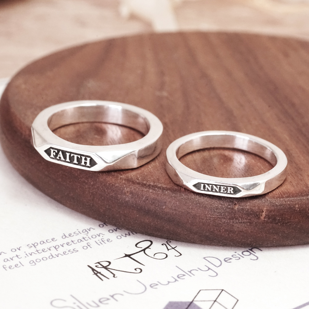 反白設計 永恆時光銀戒 925純銀戒指 刻字 訂製 男戒 女戒 姓名戒指