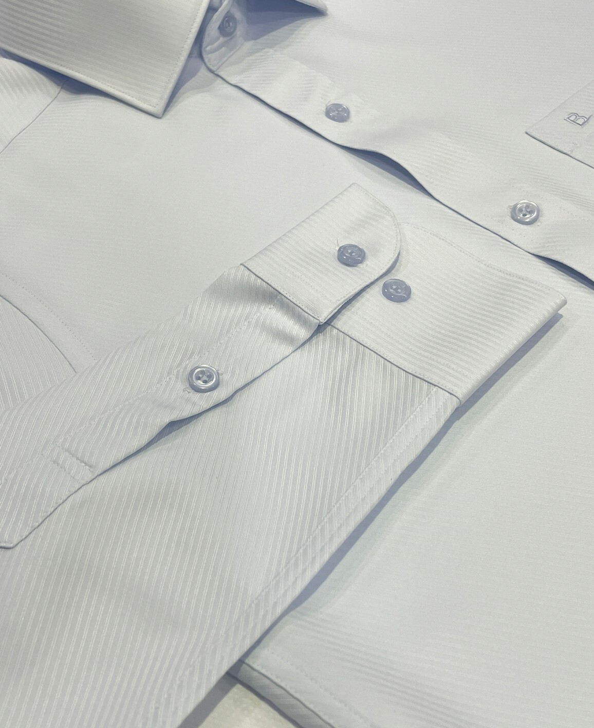 藍白色斜紋男長袖襯衫8