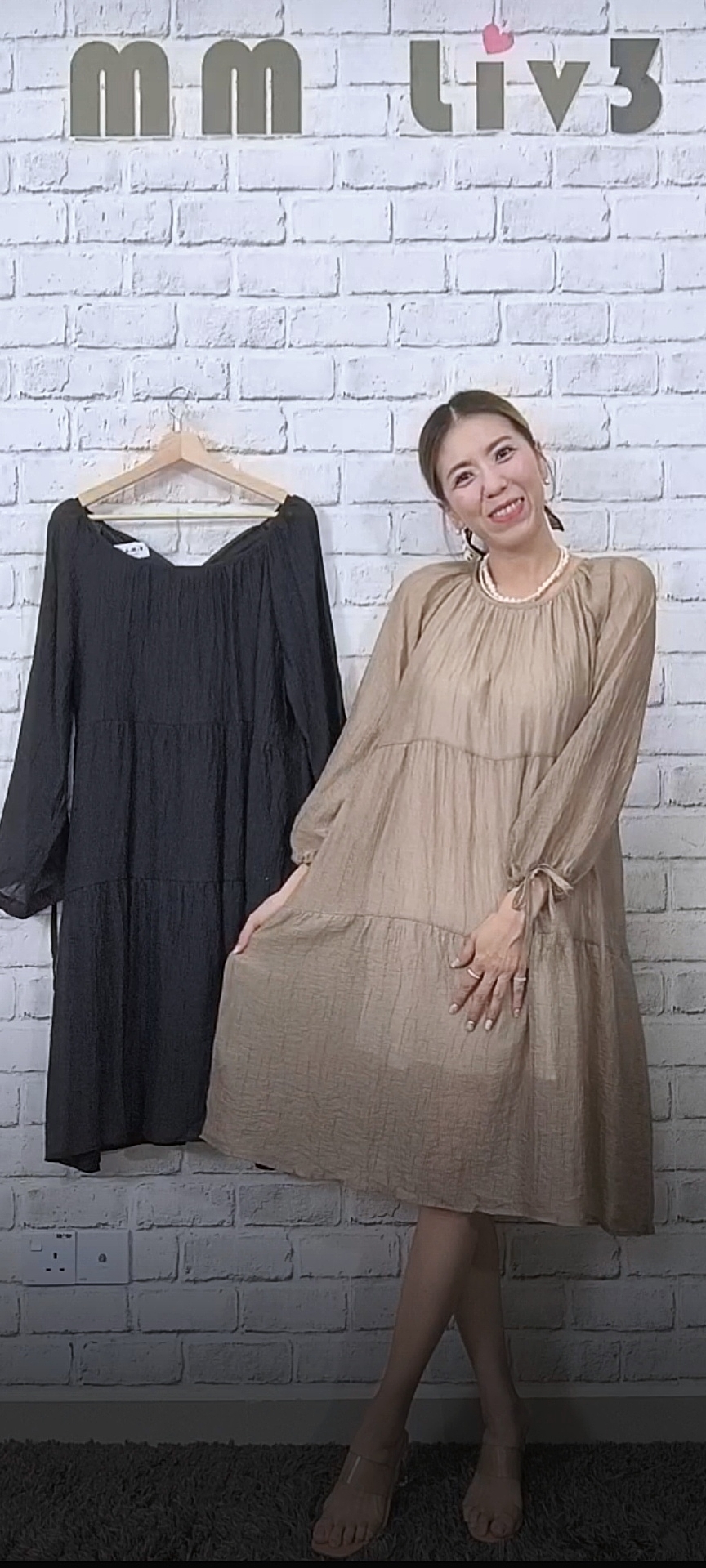 8062 RM139 🇰🇷Made in Korea ➡️韓國_皺面料_手綁帶長袖_洋裝👉B:120cm W:114cm H:124cm👈