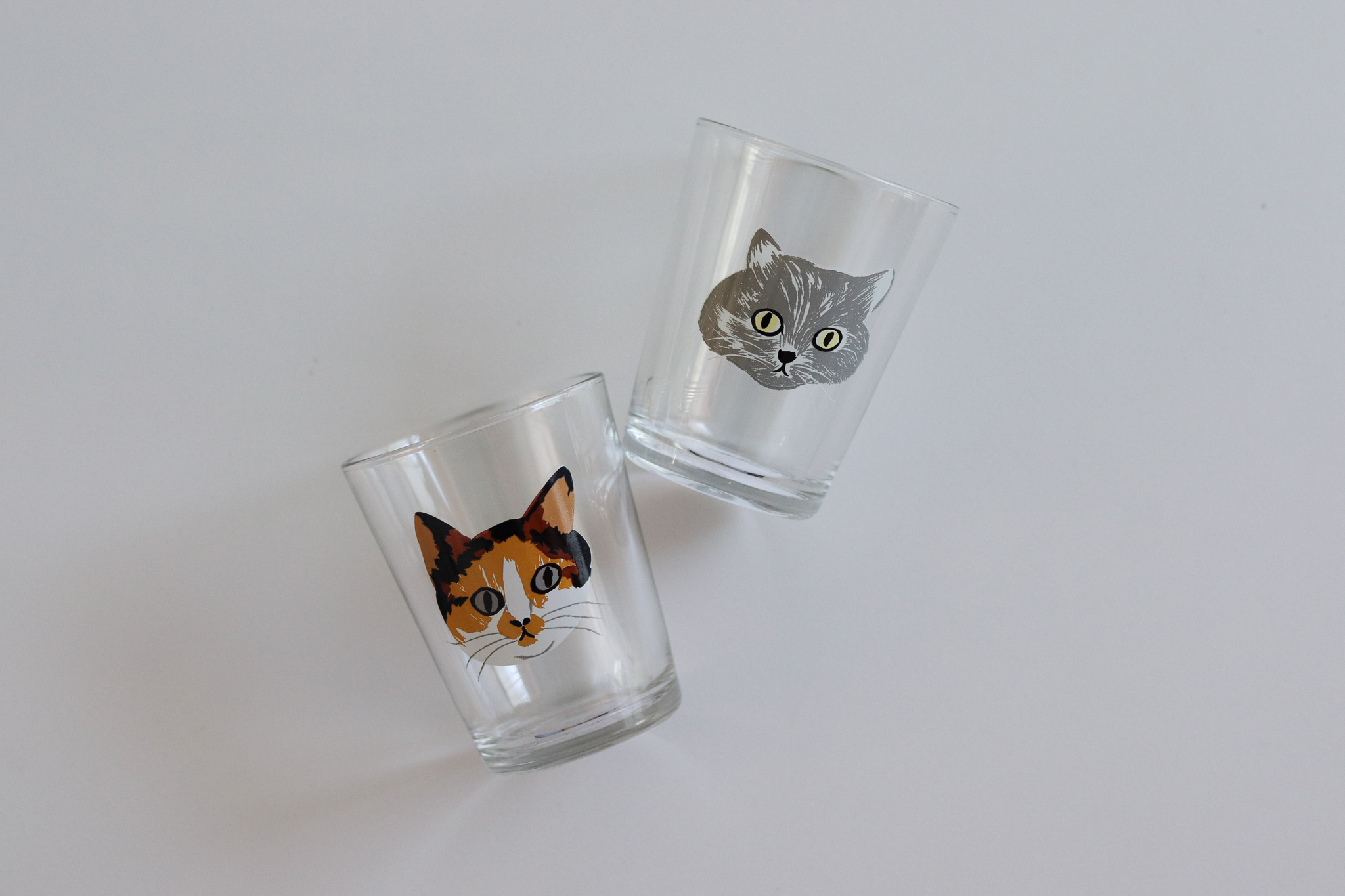 松尾美雪 貓咪大頭 印花 玻璃杯 啤酒杯