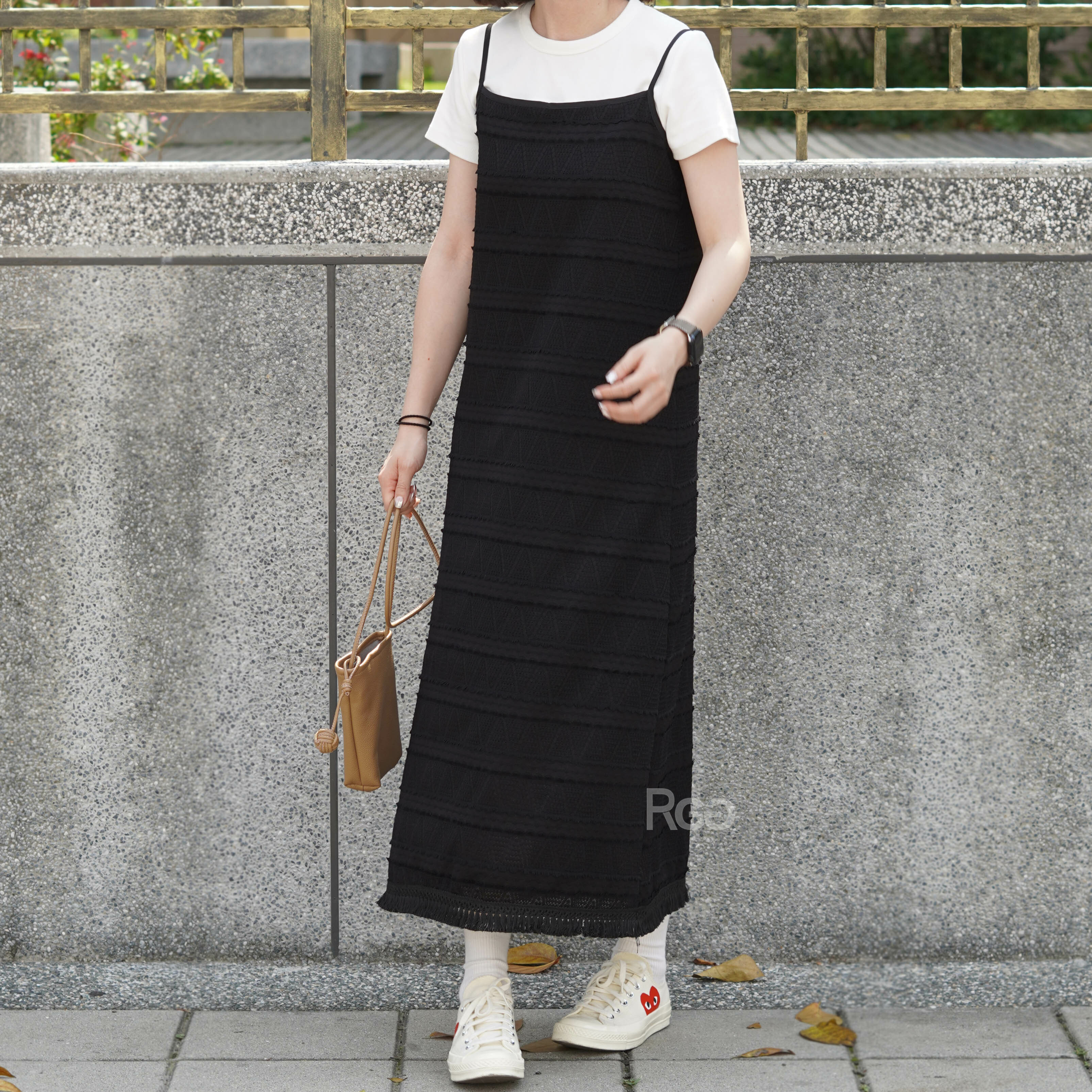 #88603 針織紋路鬚鬚長洋裝