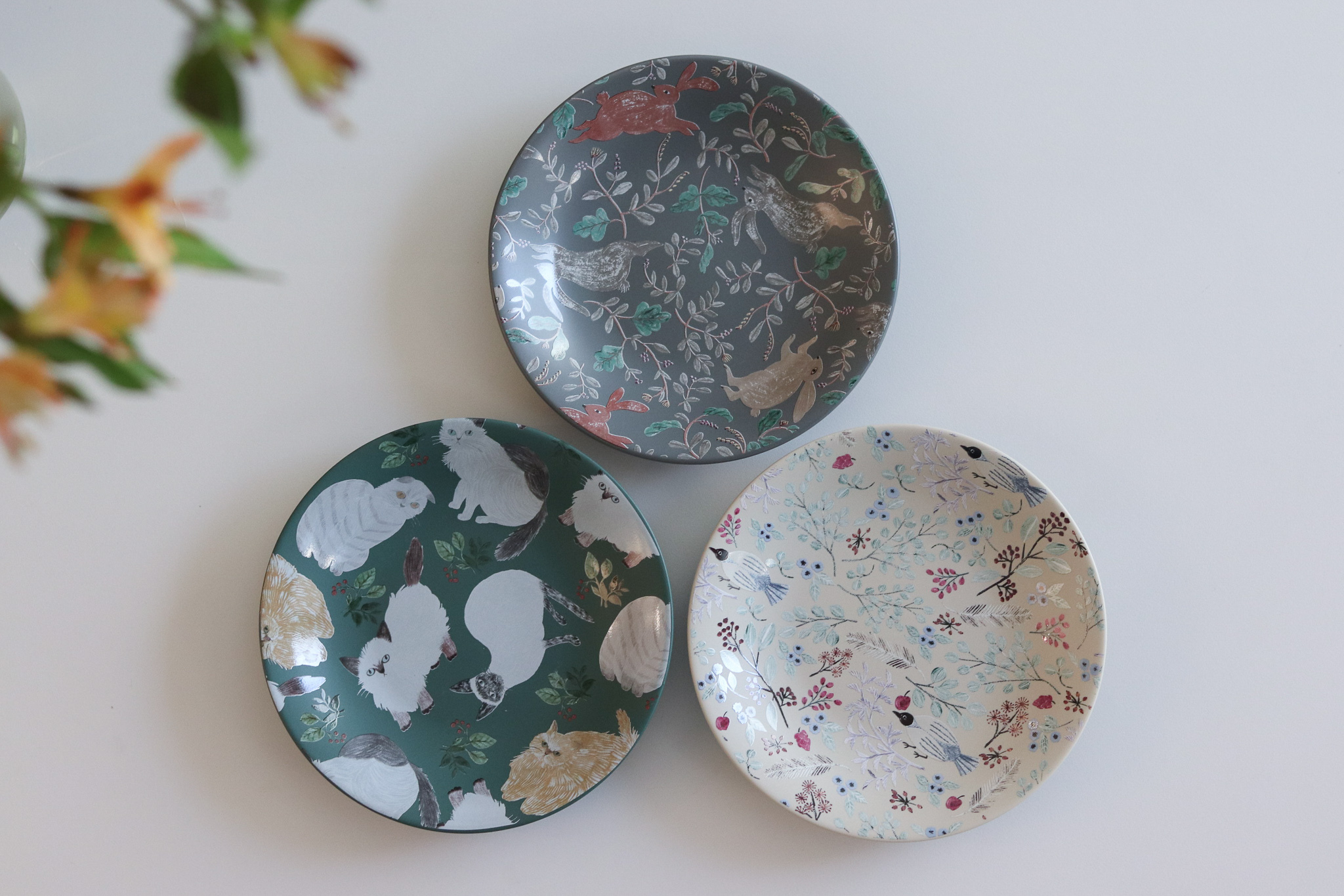 日本 松尾美雪 花草動物 點心盤