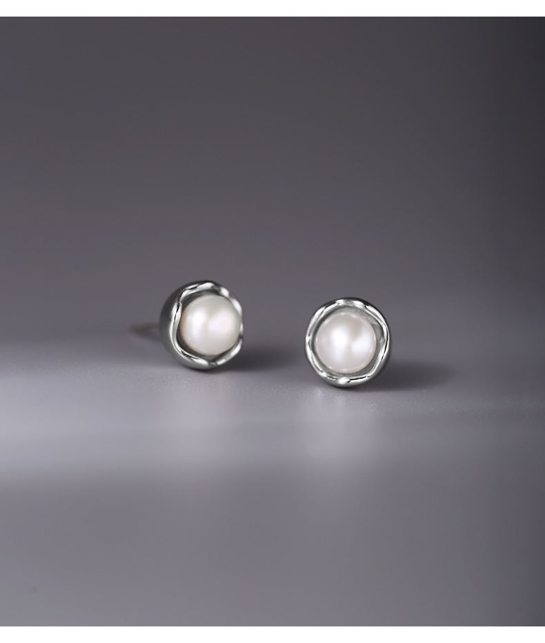 氣質玫瑰花珍珠純銀耳釘