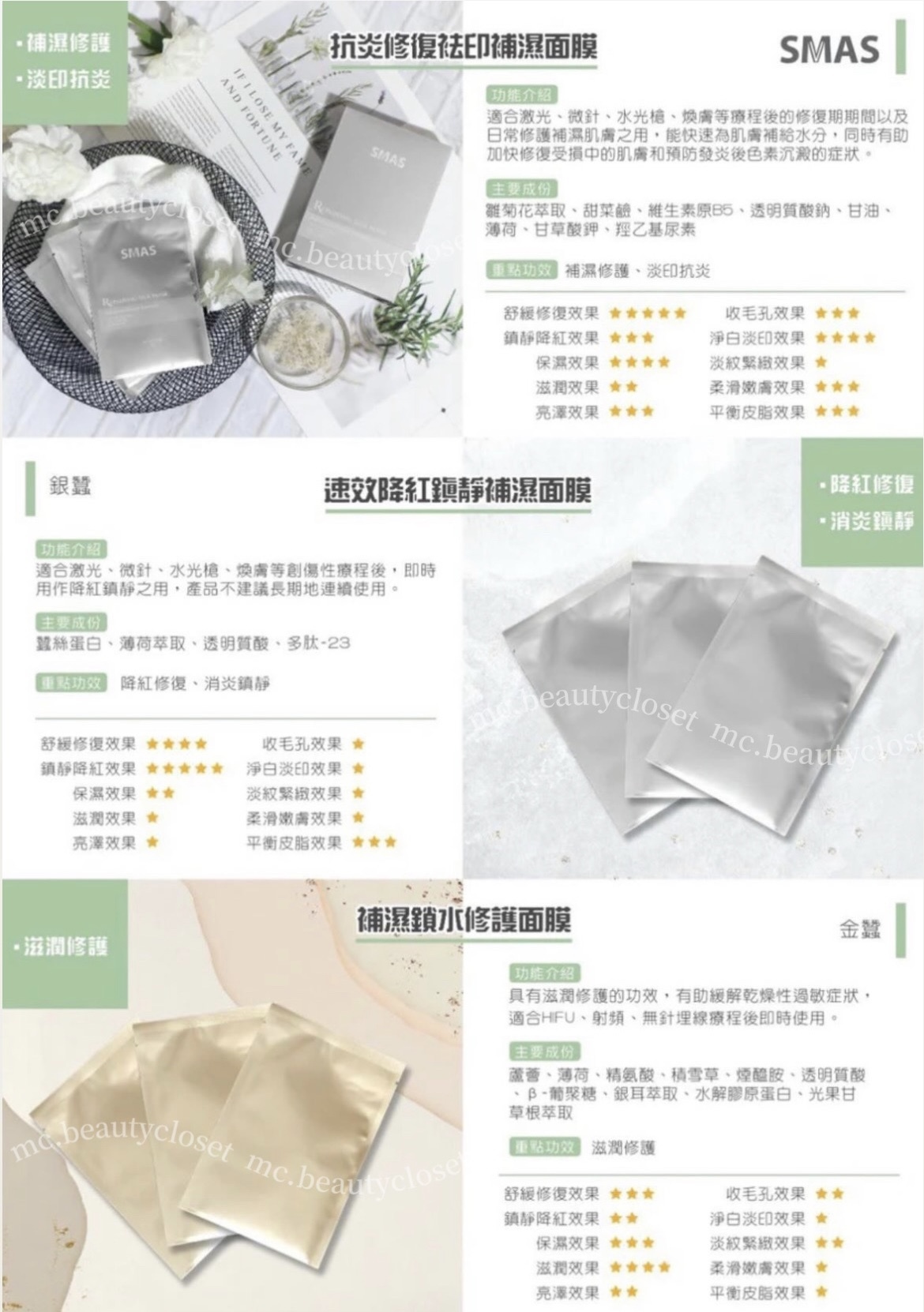 Ronas 香檳蠶絲面膜 (保濕鎖水修護面膜)