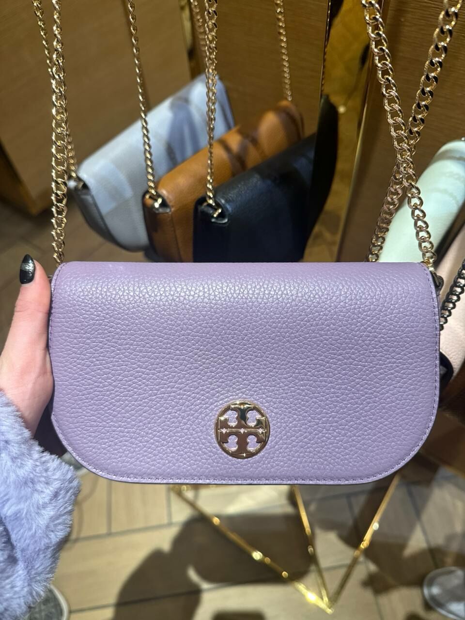[S] TORY BURCH 153566-503 CHELSEA PEBBLED CROSSBODY BAG,ALLIUM, 196133927731 (STB519)