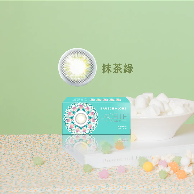 博士倫,蕾絲漾眸,月拋,冰淇淋,抹茶綠,焦糖棕,巧酥灰,野莓粉,薄荷藍