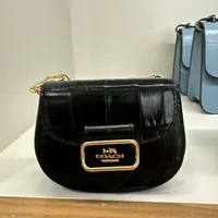 [S] COACH CN379 CRC LEATHER MORGAN CC CHN,IM/BLACK, 196395197057 (SCO705)