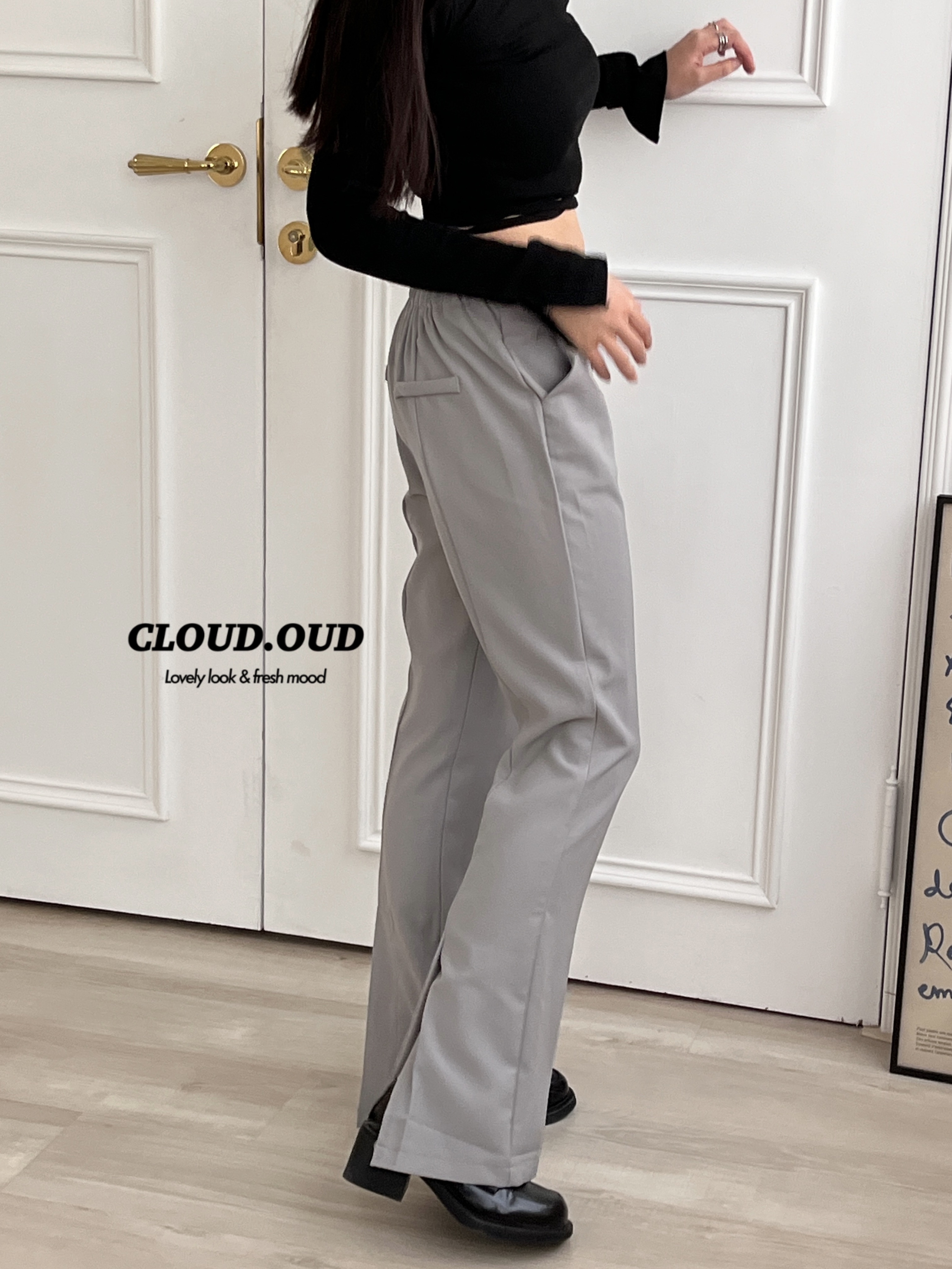 後開衩微喇叭挺版西裝褲