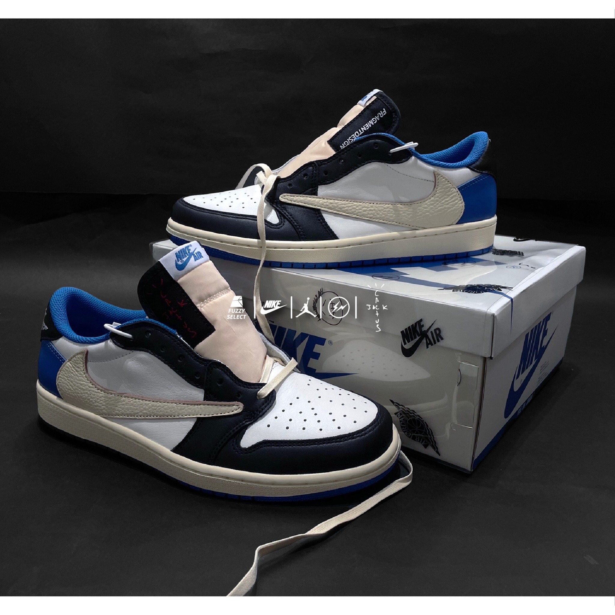 【逢甲 FUZZY】Fragment x Travis Scott x Air Jordan 1 Low 倒勾 藤原浩 閃電 三方聯名  DM7866-140