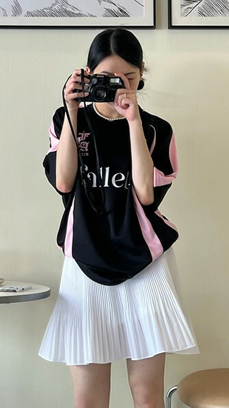 【代購】 韓國連線🇰🇷 Fallett 賽車風 足球 運動風 短T Y2K 粉黑APR3