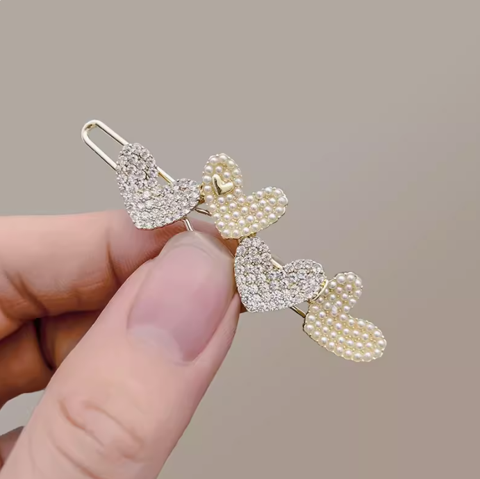 [4 FOR RM10] Elegant Pearl Heart Side Hair Clip