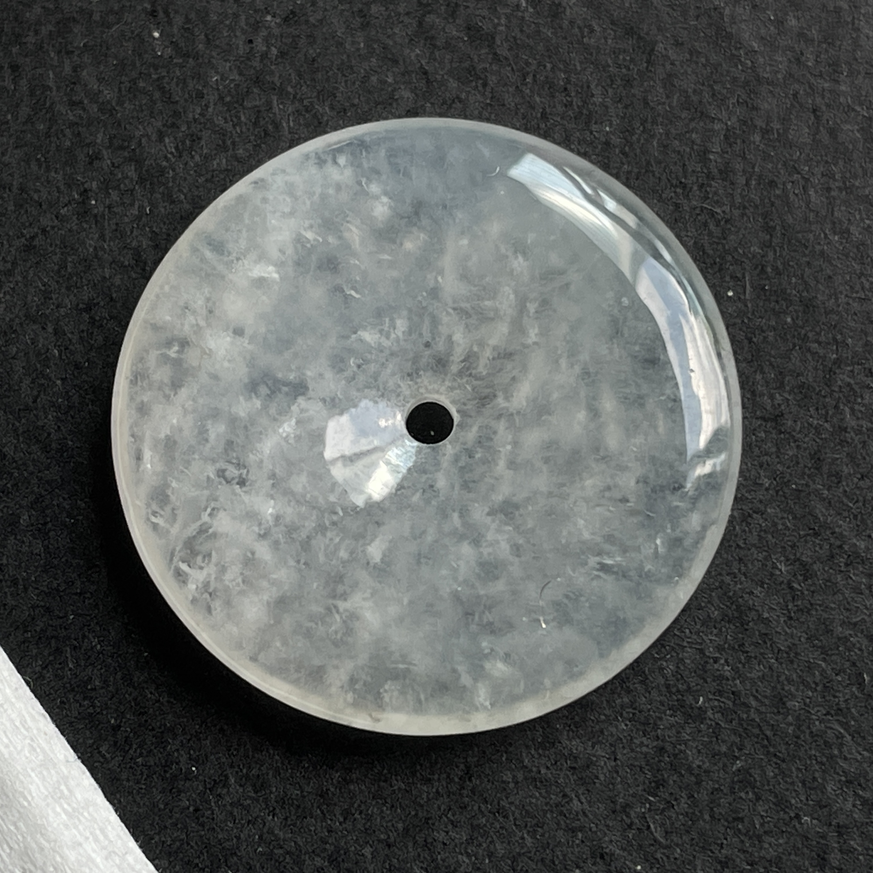 翡翠白冰種平安扣 (23.3mm直徑),天然翡翠A玉, 緬甸玉, Jade, Jadeite