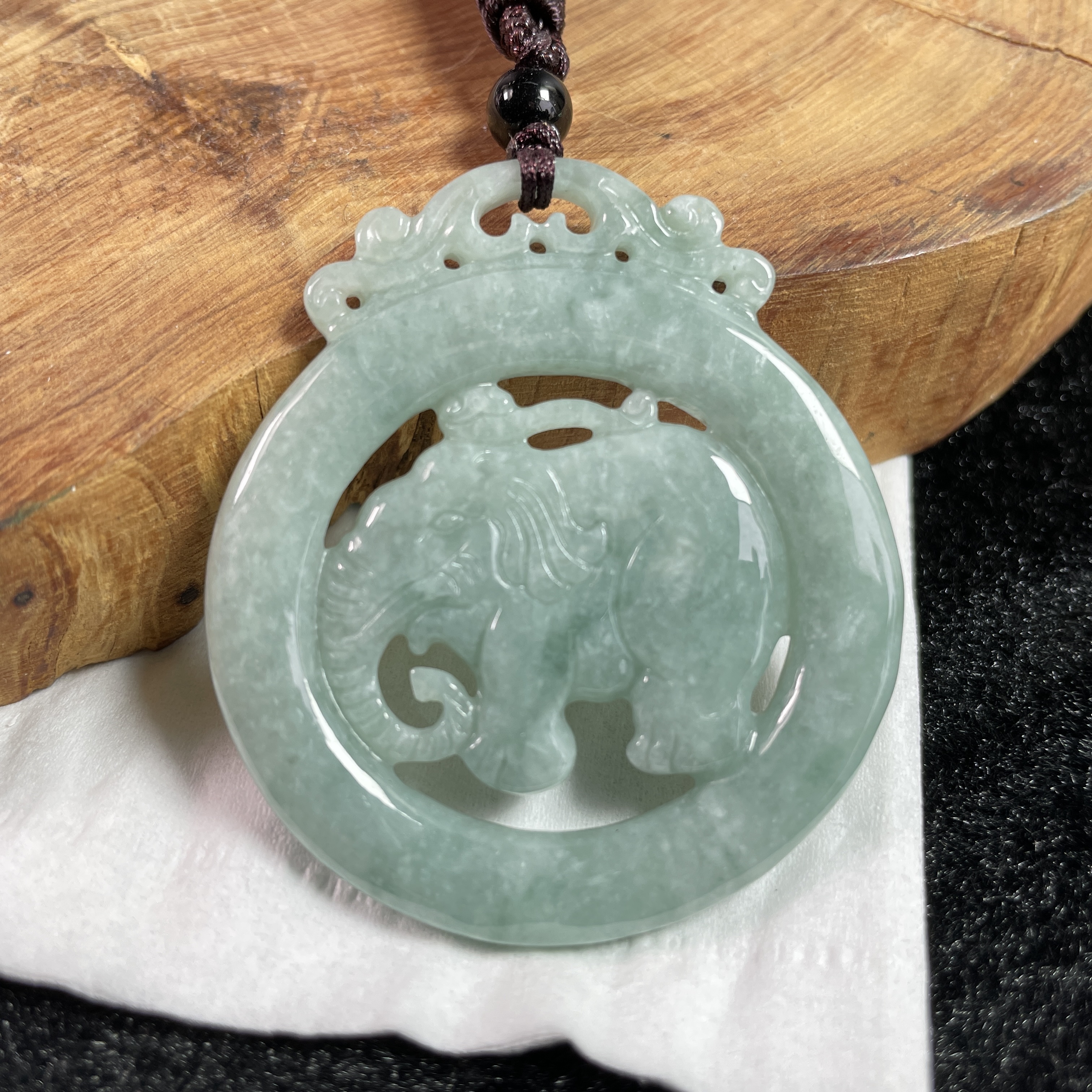翡翠冰糯福象吊墜,天然翡翠A玉, 緬甸玉, Jade, Jadeite
