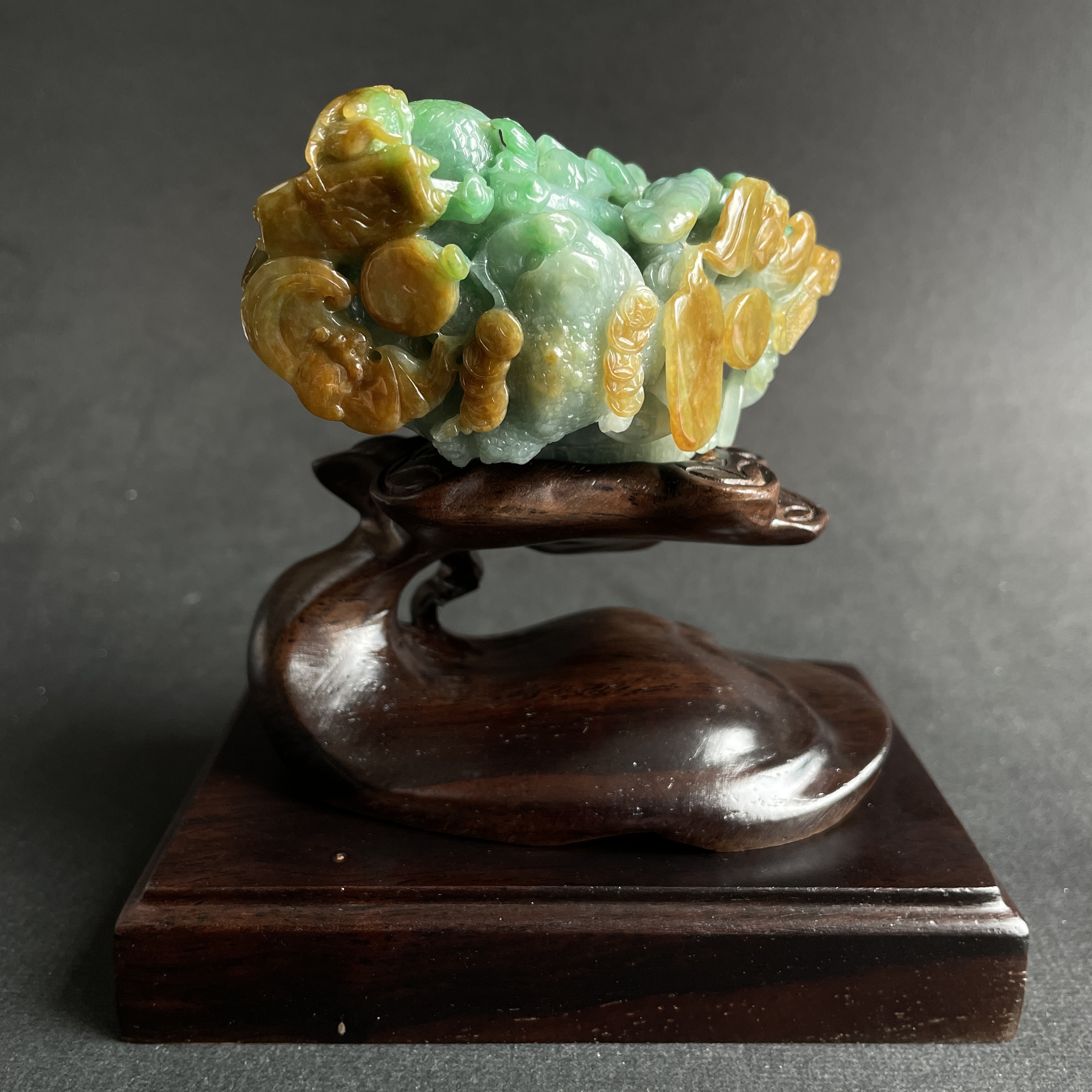 J2323 翡翠招財聚寶納福鼎小擺件