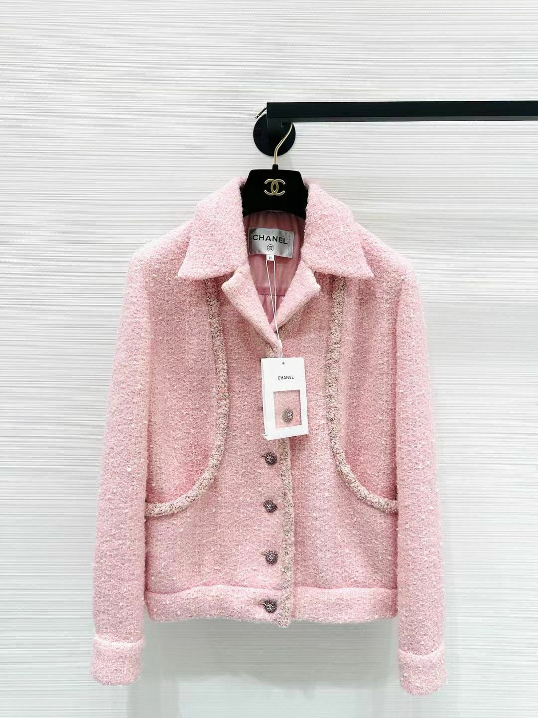 Chanel pink jacket best sale