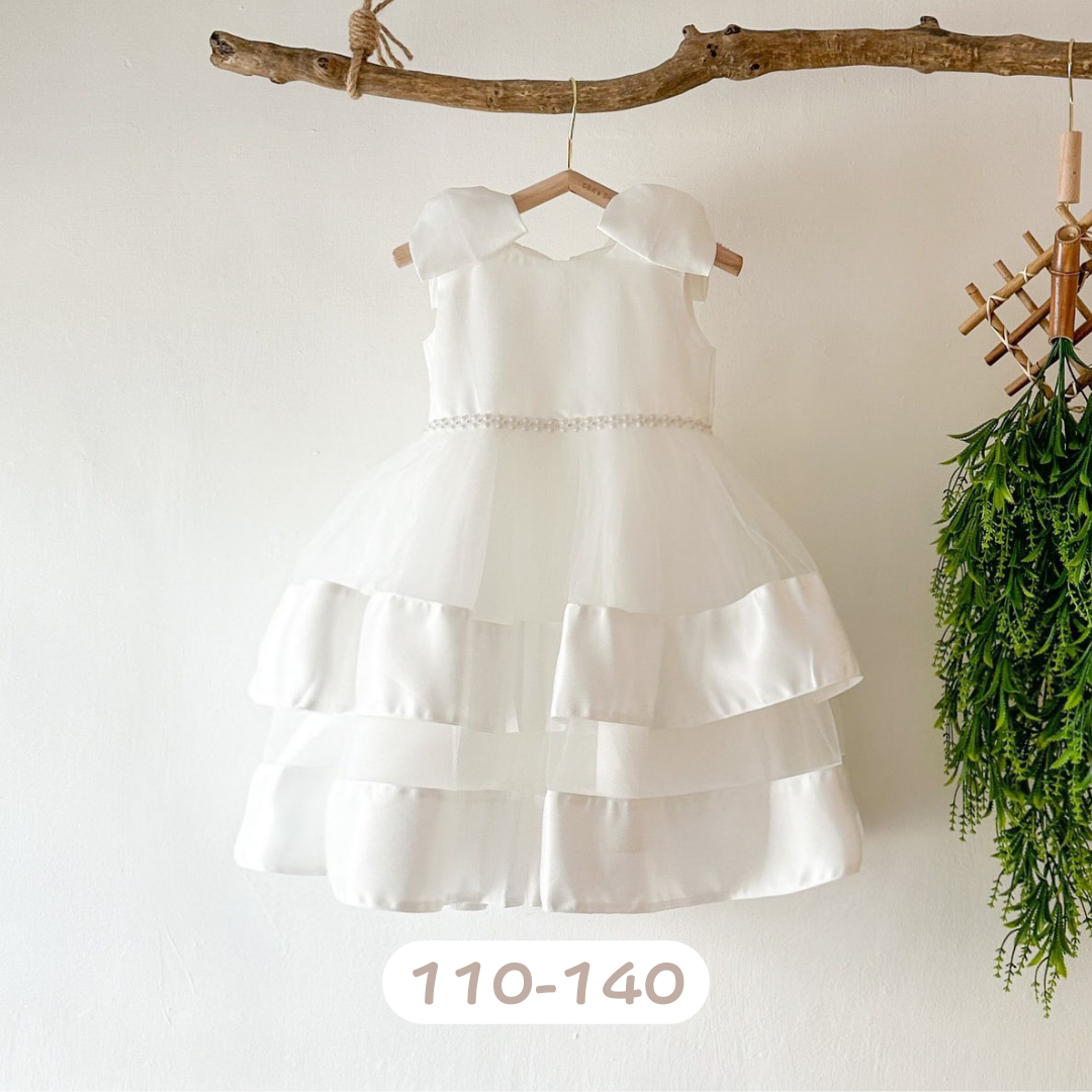 蝴蝶結肩袖蛋糕洋裝/小禮服(110-150)