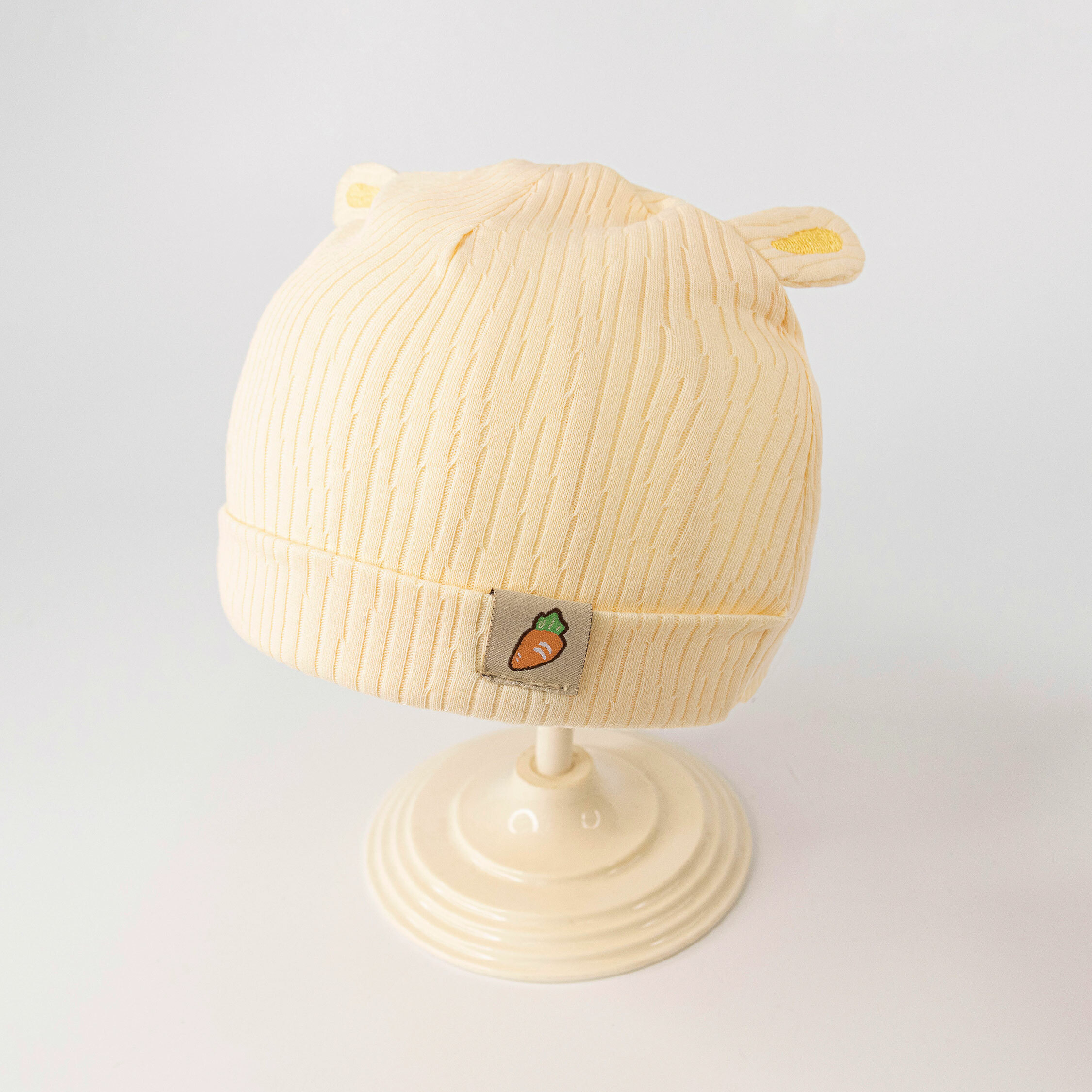 【JA1408】立體耳朵紅蘿蔔彈力嬰兒帽＊三色