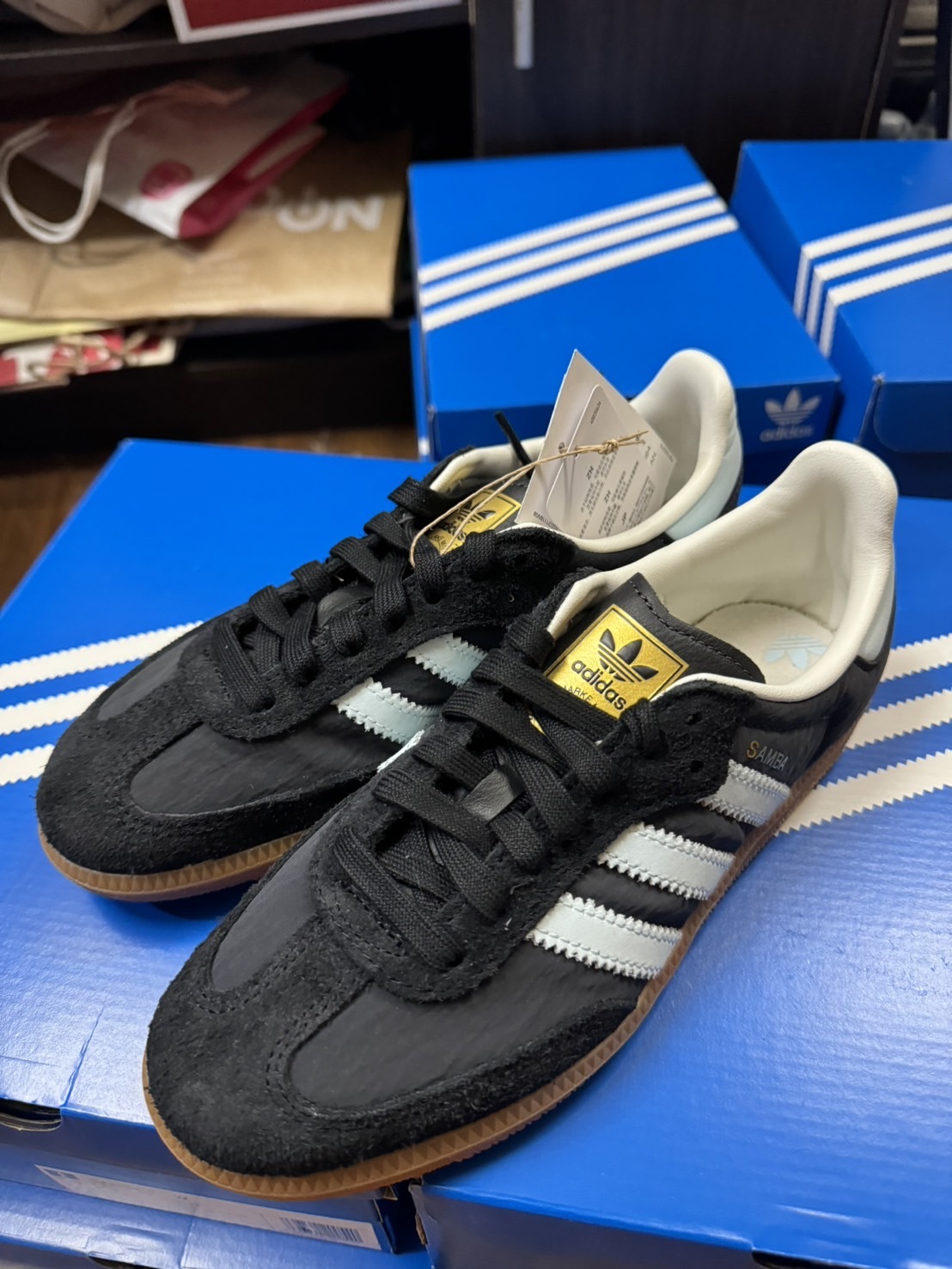 Adidas Samba OG 黑底藍LOGO