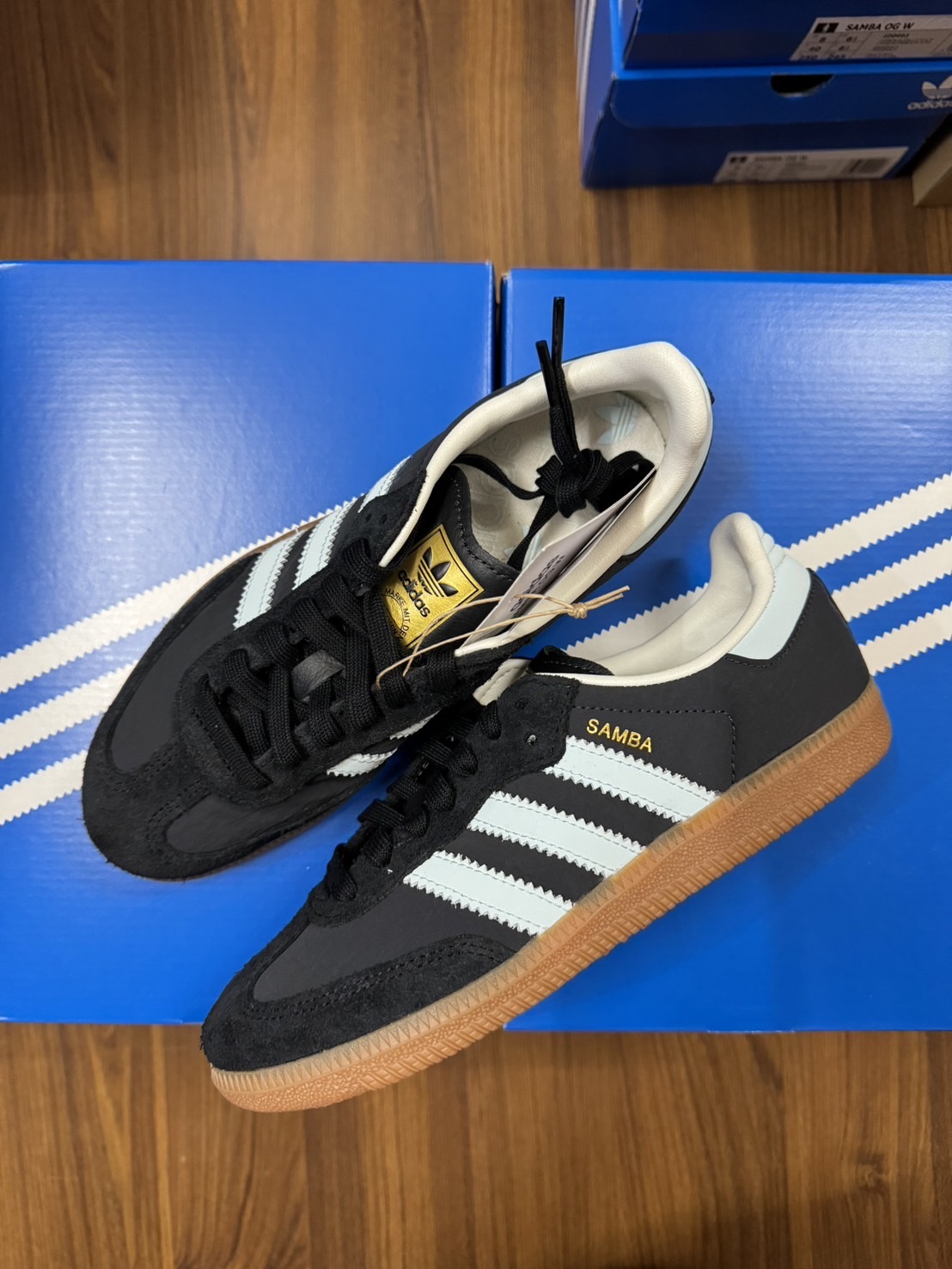 Adidas Samba OG 黑底藍LOGO