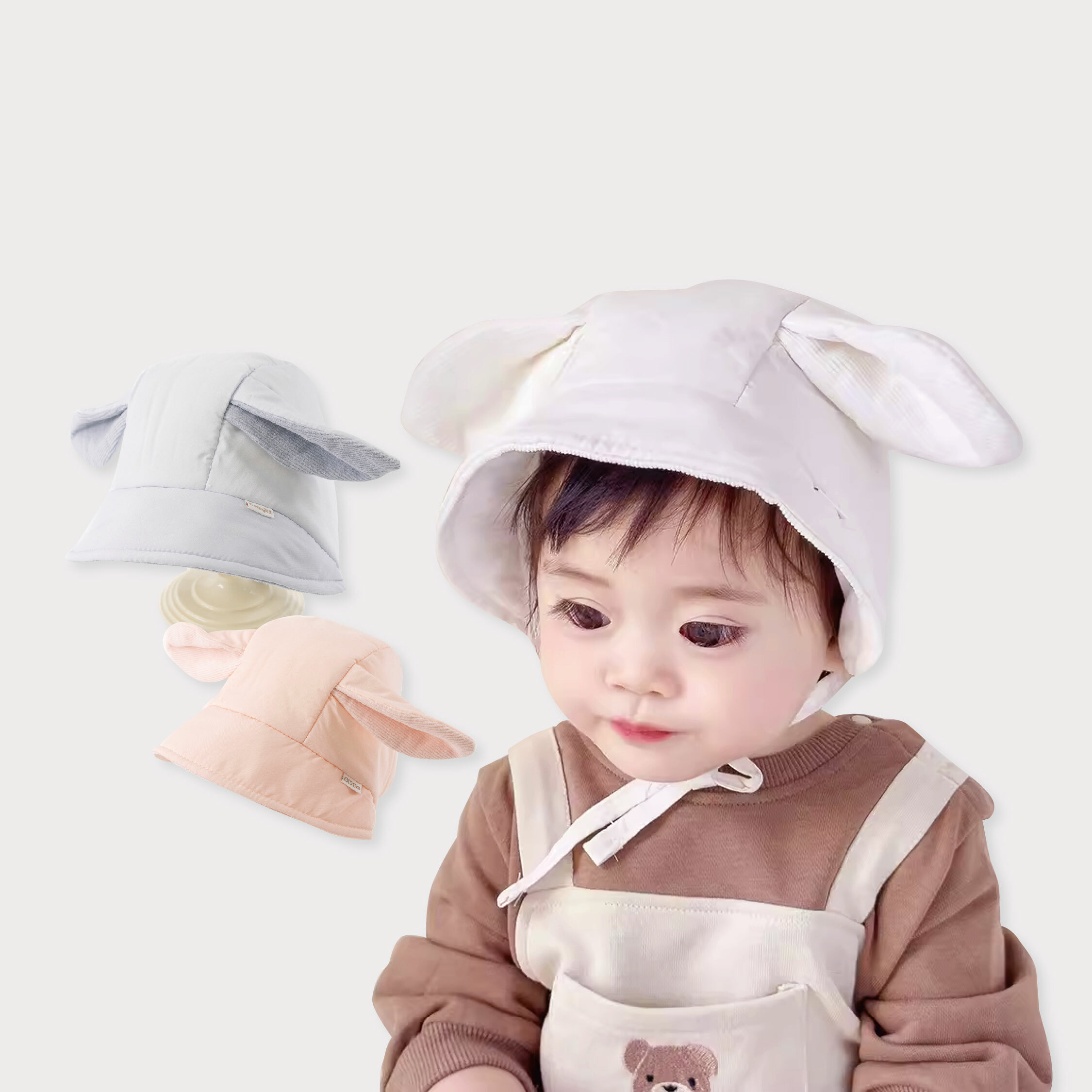 【JA1398】兔耳帽子護耳遮陽帽＊三色