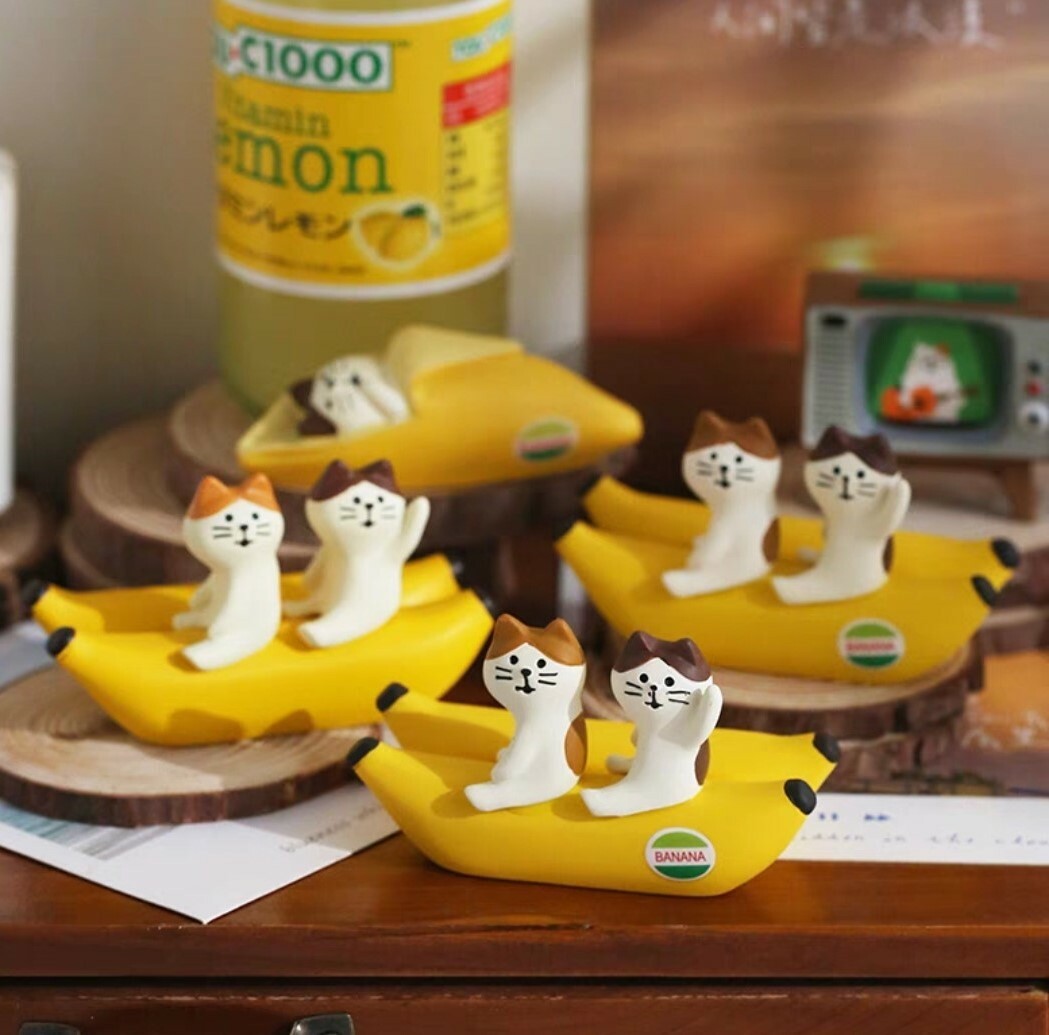 日式風香蕉船貓咪名片夾(留言夾)