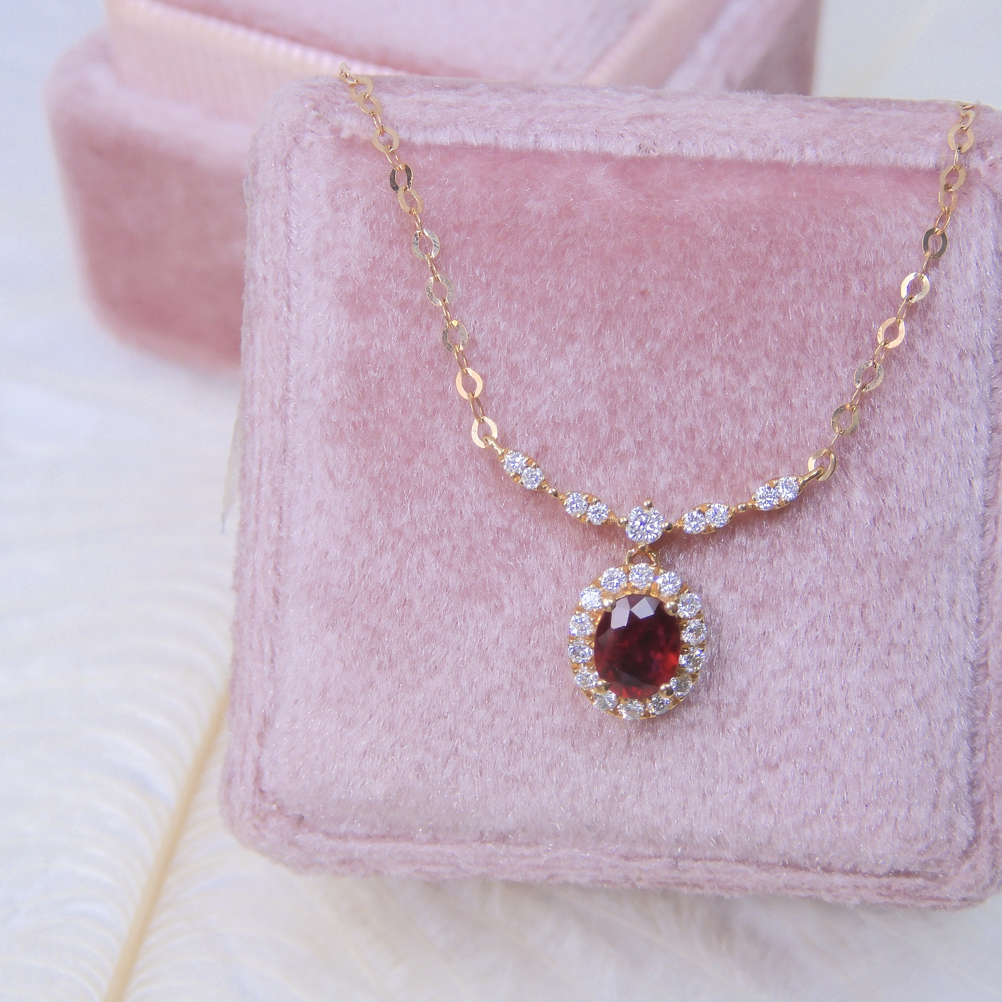 18K金 0.38ct 紅寶石項鏈 (配國際證書)