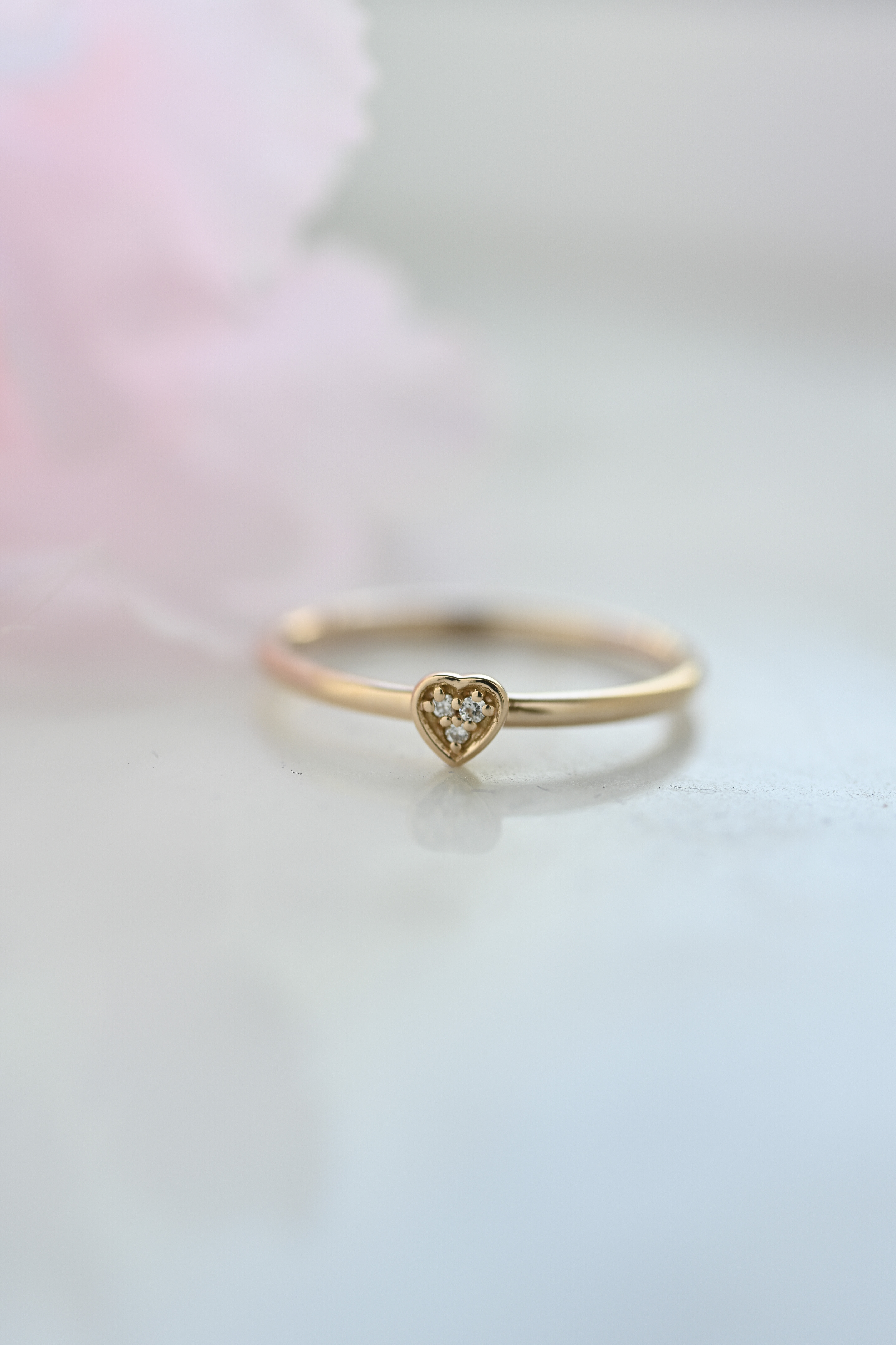 18K Baby Heart Diamond Ring