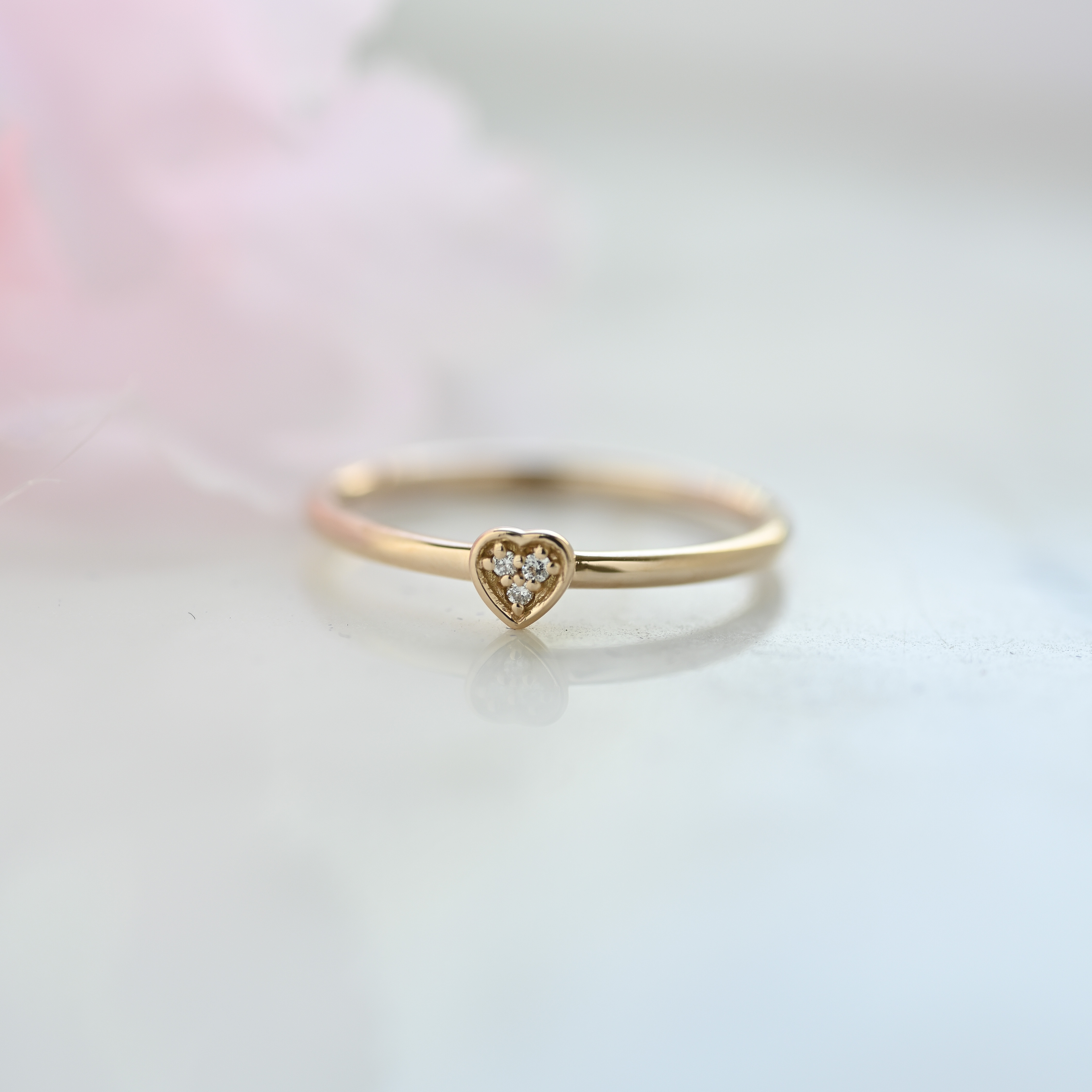 18K Baby Heart Diamond Ring