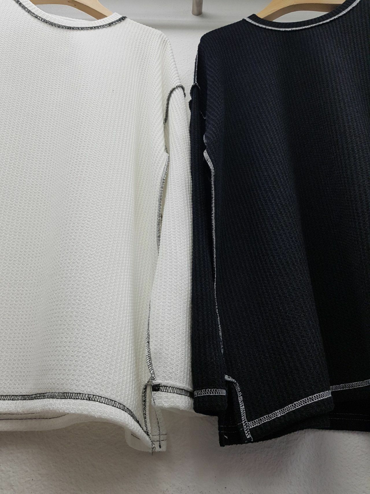 淨色明線暗格紋長袖衫 GAME-015T