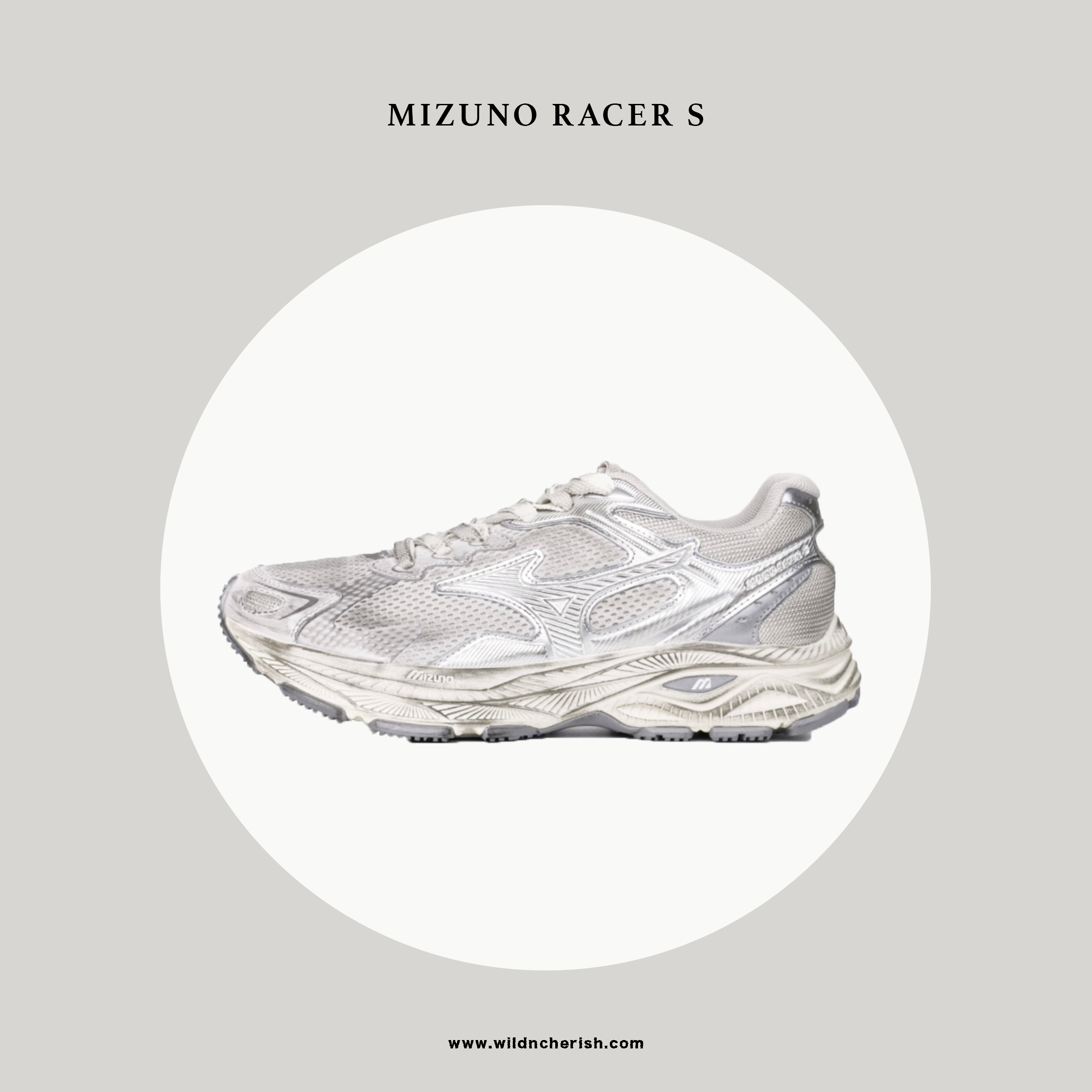 預訂 | Mizuno Racer S 復古慢跑鞋 造舊白銀