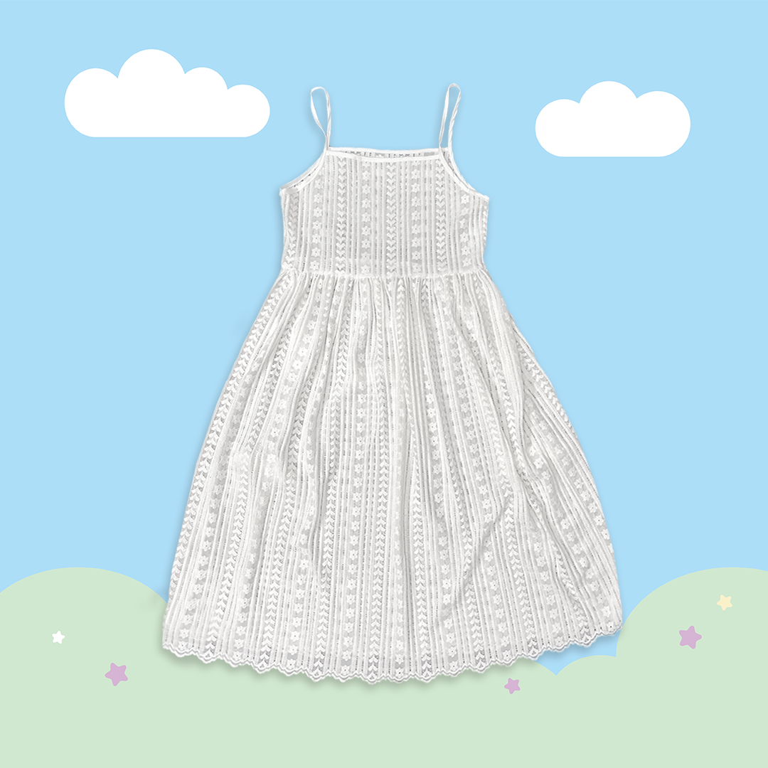 こ♡こ 浪漫壓紋蕾絲細肩長洋裝