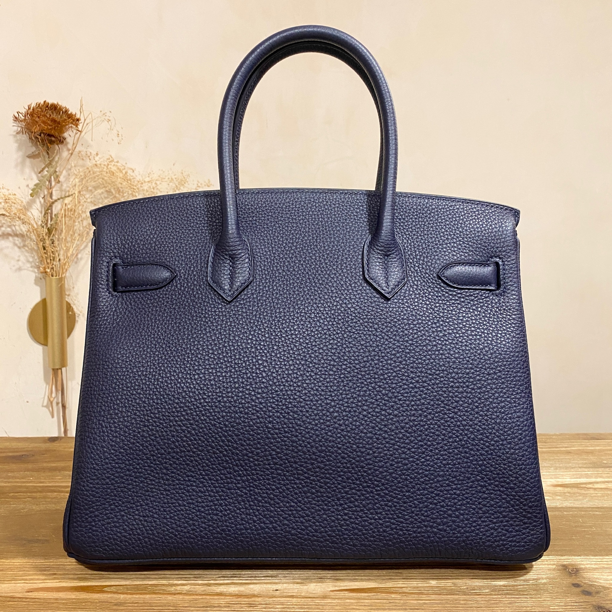 Pre-owned] Hermes birkin 30 togo stamp X bleu nuit/