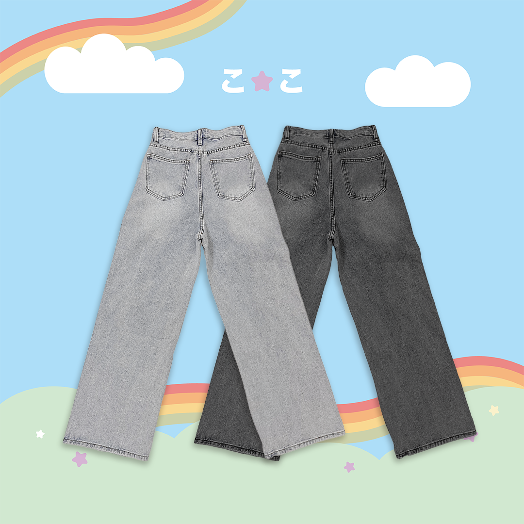 こ♡こ 蝴蝶結直筒牛仔褲