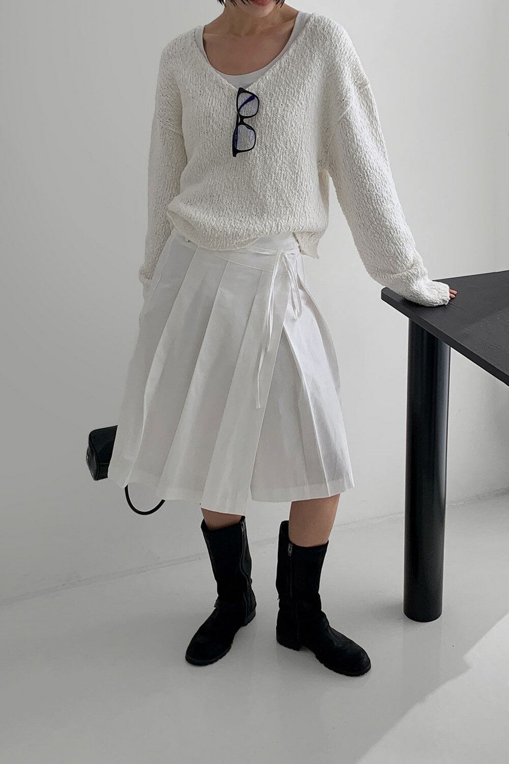 Popcorn V領薄針織