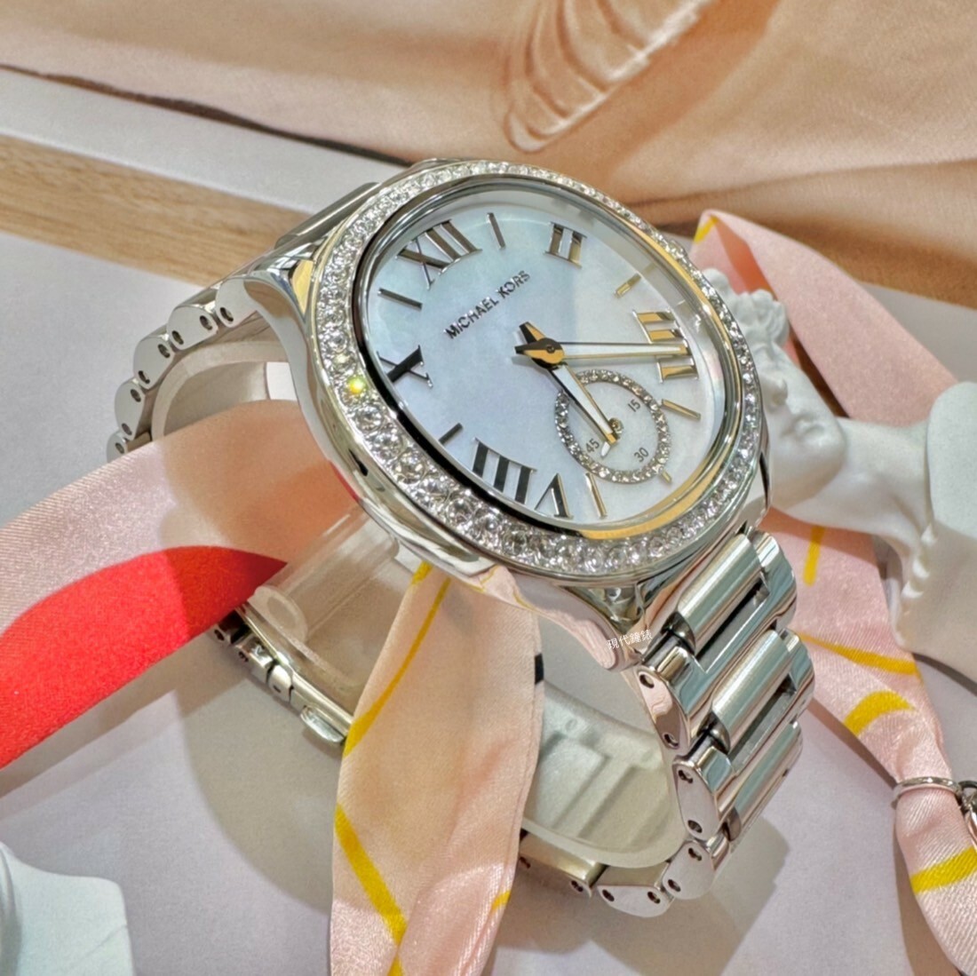 【MICHAEL KORS】Sage經典絕代環鑽女錶銀色不鏽鋼帶MK4807 38mm 現代鐘錶