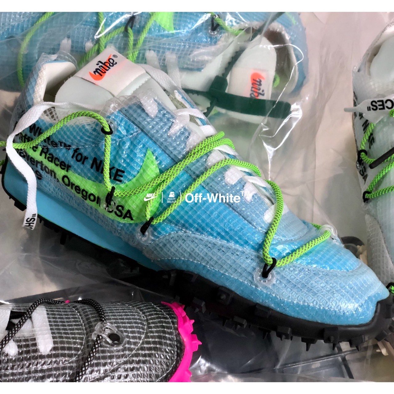 【逢甲FUZZY】Off-White x W Nike Waffle Racer 藍綠 CD8180-400