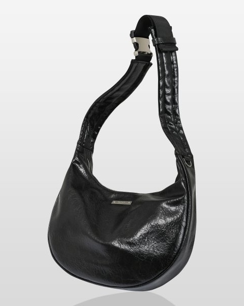 FALLETT) CRACK LEATHER MOON BAG | BLACK