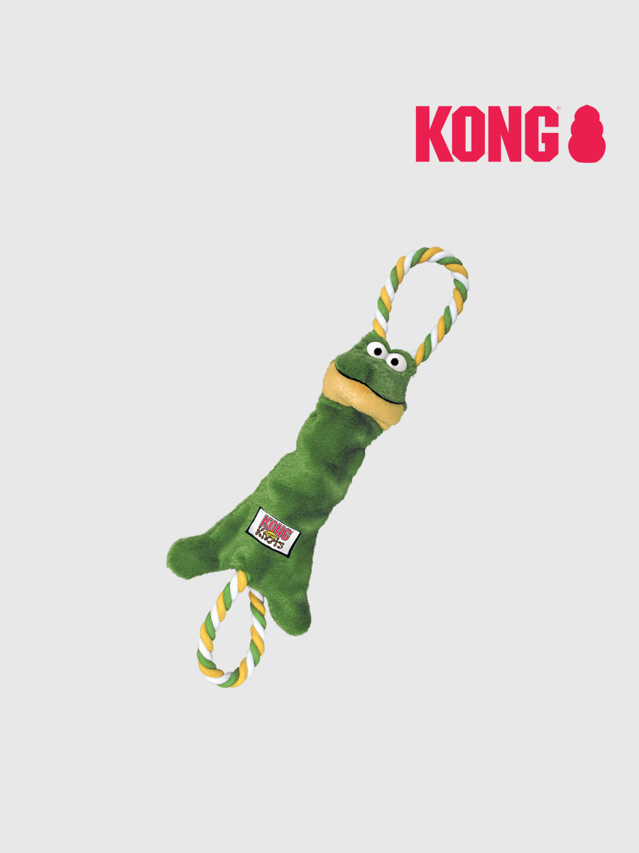 【KONG】繩結絨毛拉扯玩具｜青蛙
