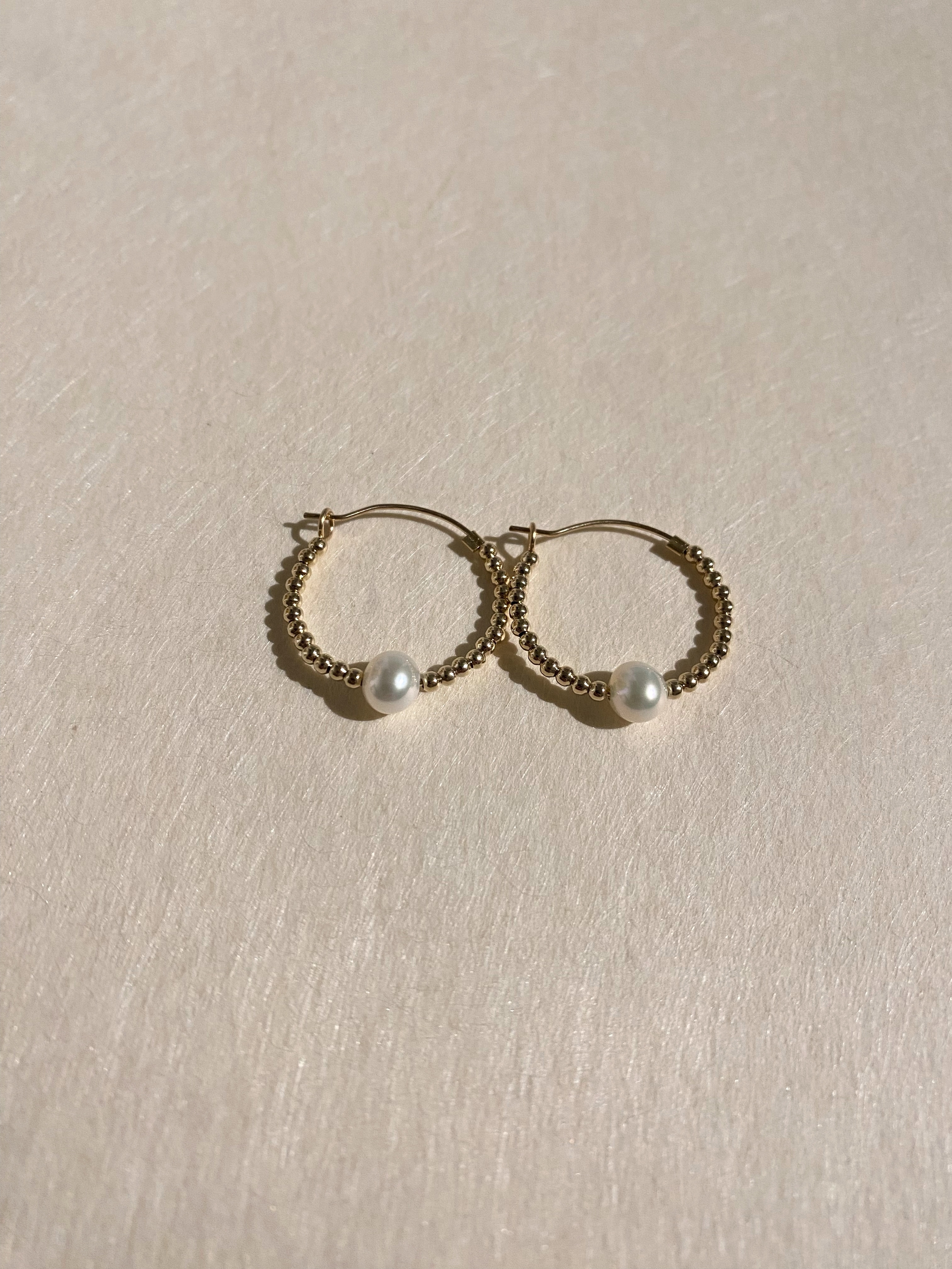 整圈小金珠珍珠耳環