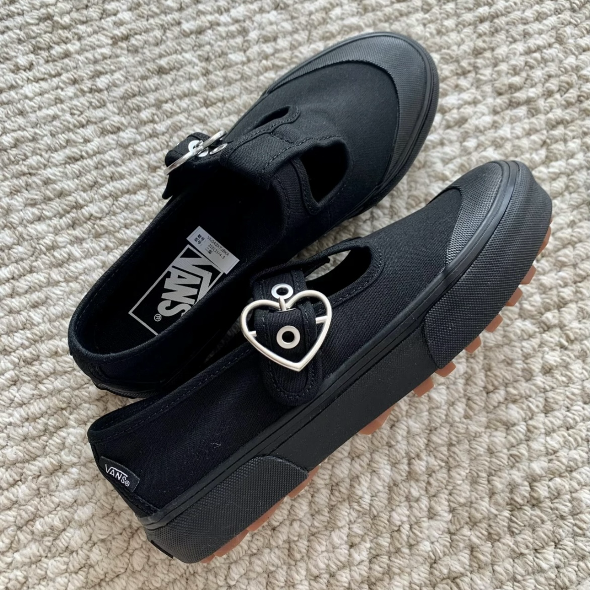 Vans Style 93 Black Gum 全黑 愛心釦 瑪莉珍鞋 厚底增高 瑪麗珍