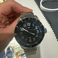 [S] LUXURY WATCH TOMMY HILFIGER 1791074 THREE-HAND BLACK DIAL SILVER-TONE STAINLESS STEEL MEN'S WATCH, 885997128711 (SZZ339)