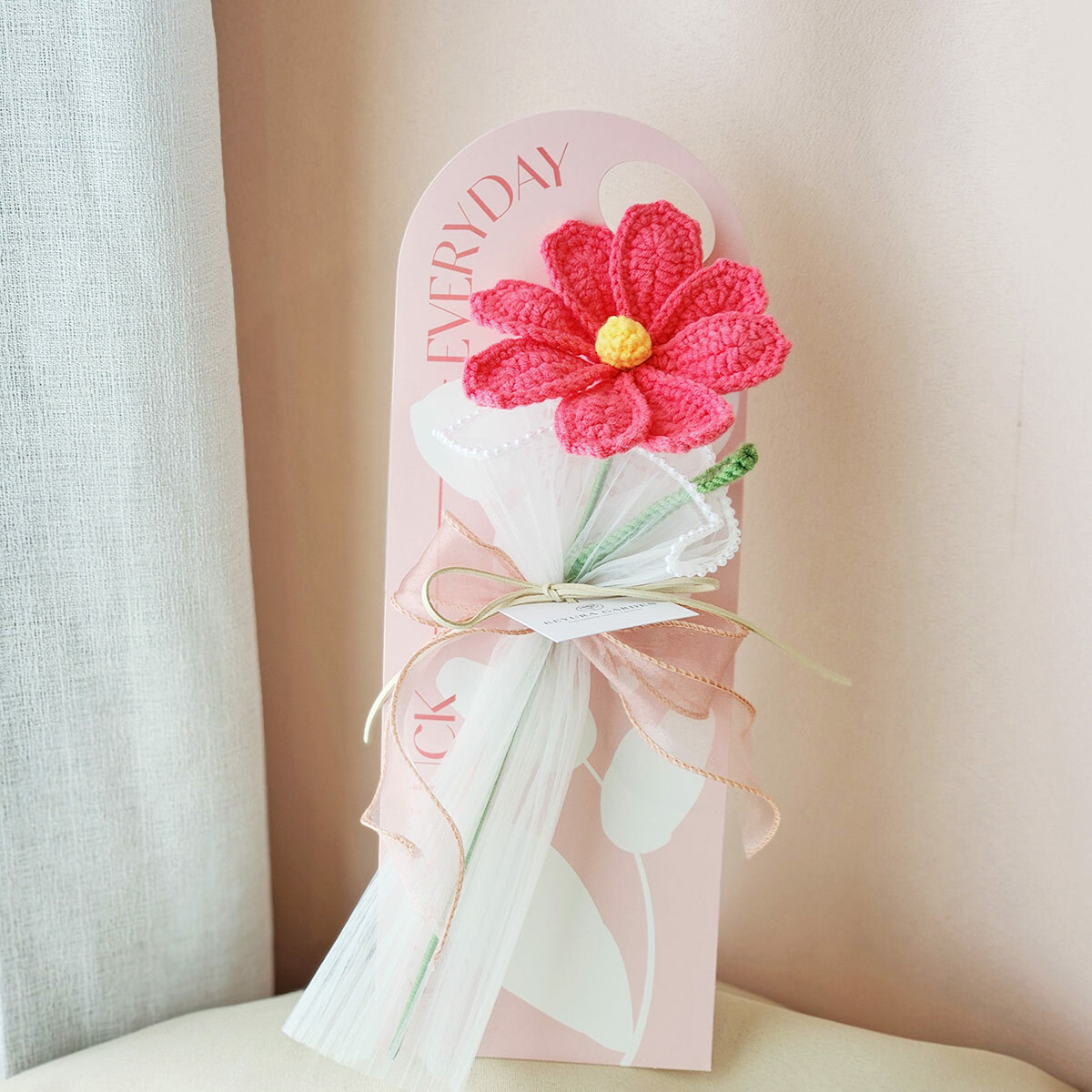 F47｜單朵針織花束掛卡