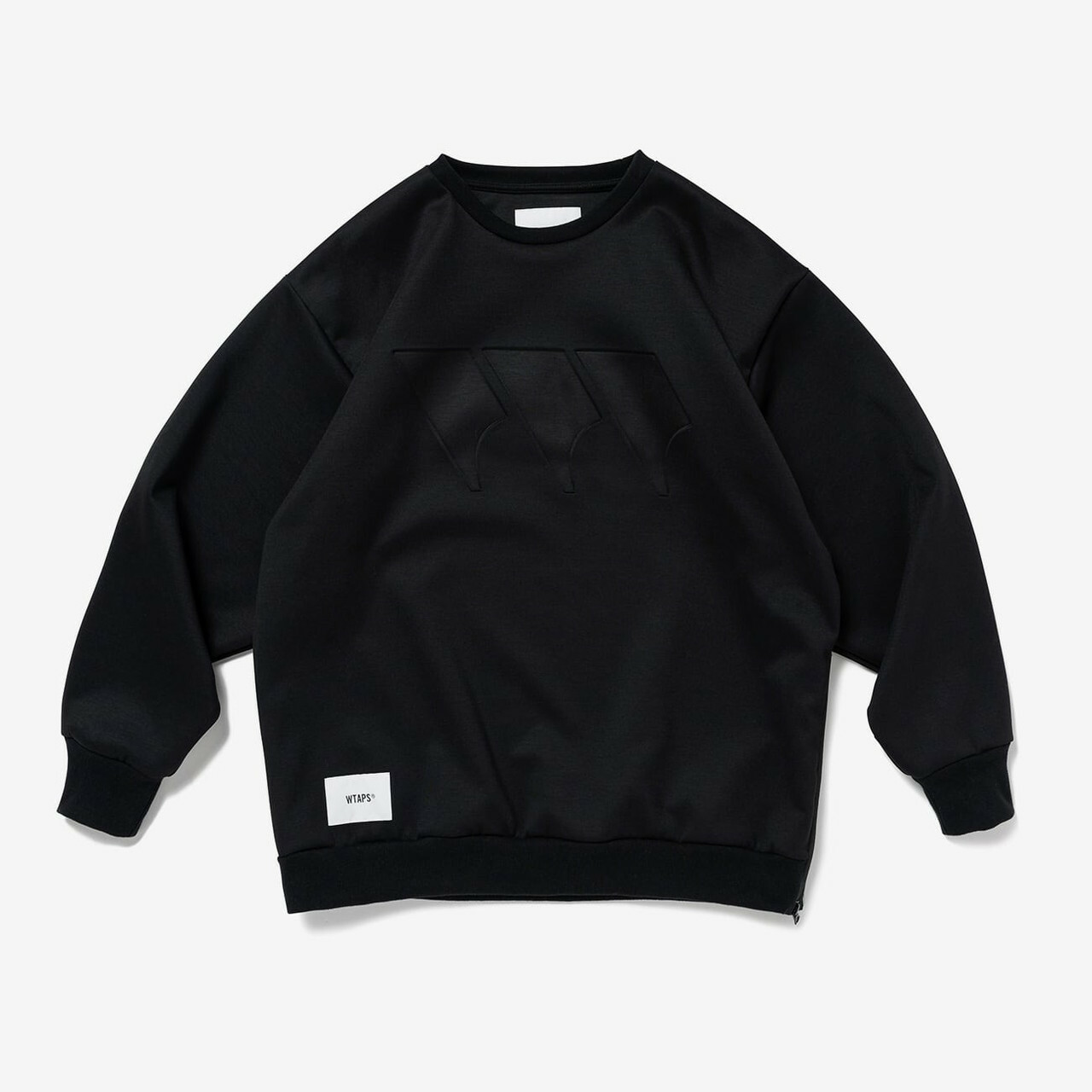 -(B3b02)- ＷTAPS WOUND / SWEATER / POLY. 太空棉 壓印 LOGO 側拉鍊 衛衣 黑色-241ATDT-CSM07