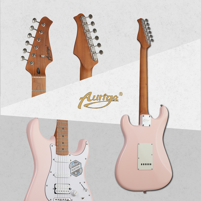 Auriga A-220 PK 粉紅色 加拿大烤楓木琴頸 小搖座電吉他 單單雙 可切單