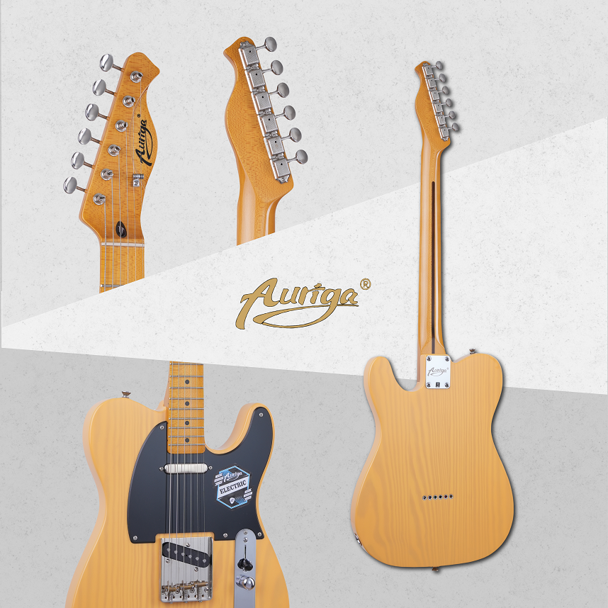 Auriga A-8440 BTB 黃色透木紋 歐洲楓木一體琴頸 復古式弦鈕 單單電吉他