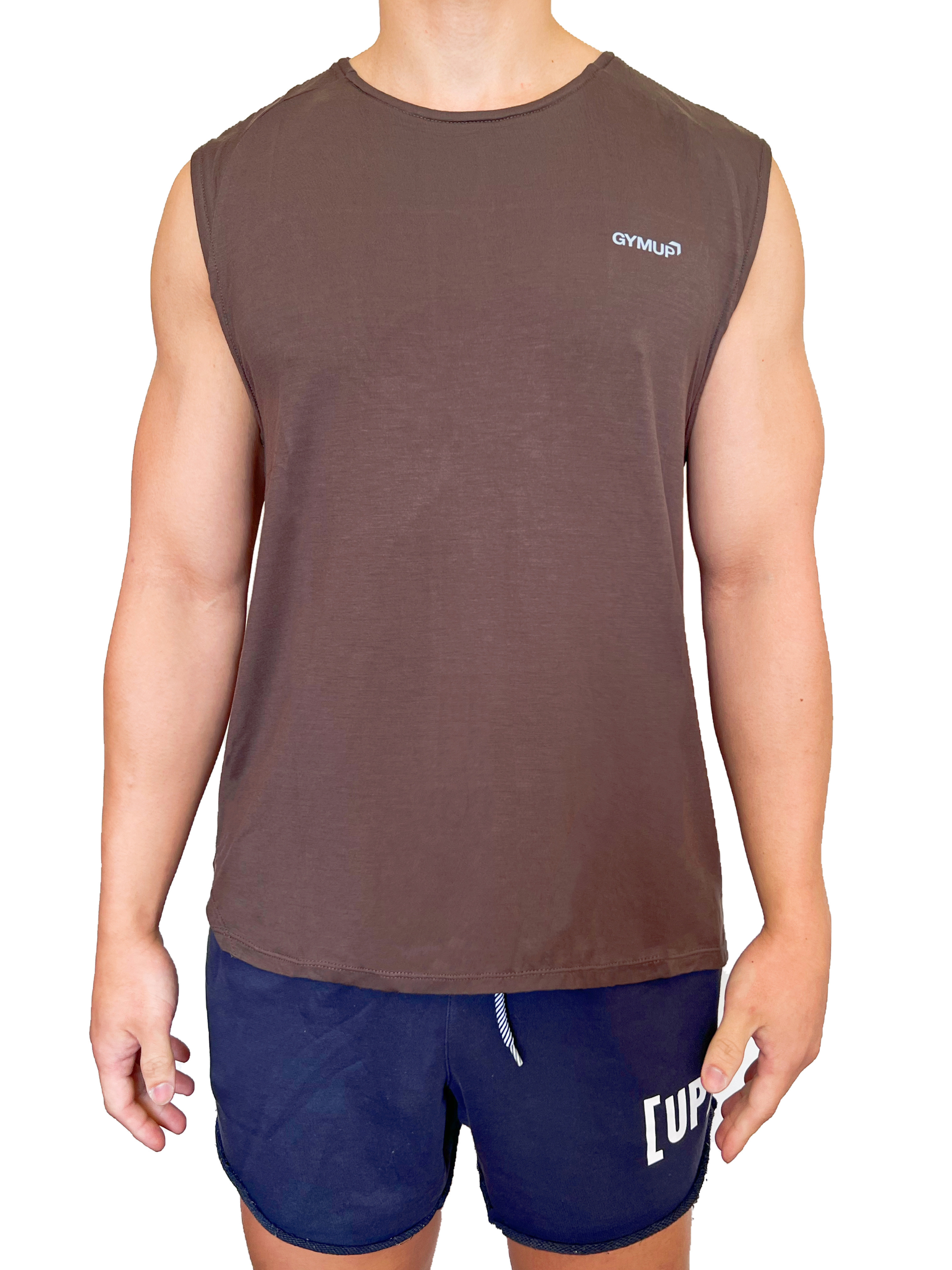 GYMUP 肌肉側開背心 06 深棕灰