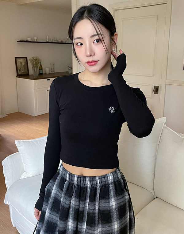 預訂｜MUAHMUAH Logo Stitch Crop Long Sleeve (3 COLOR)