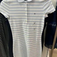 [S] TOMMY HILFIGER SLIM FIT STRIPE POLO DRESS,CIO, 76J4862-450 [FINAL SALE] (STH621)