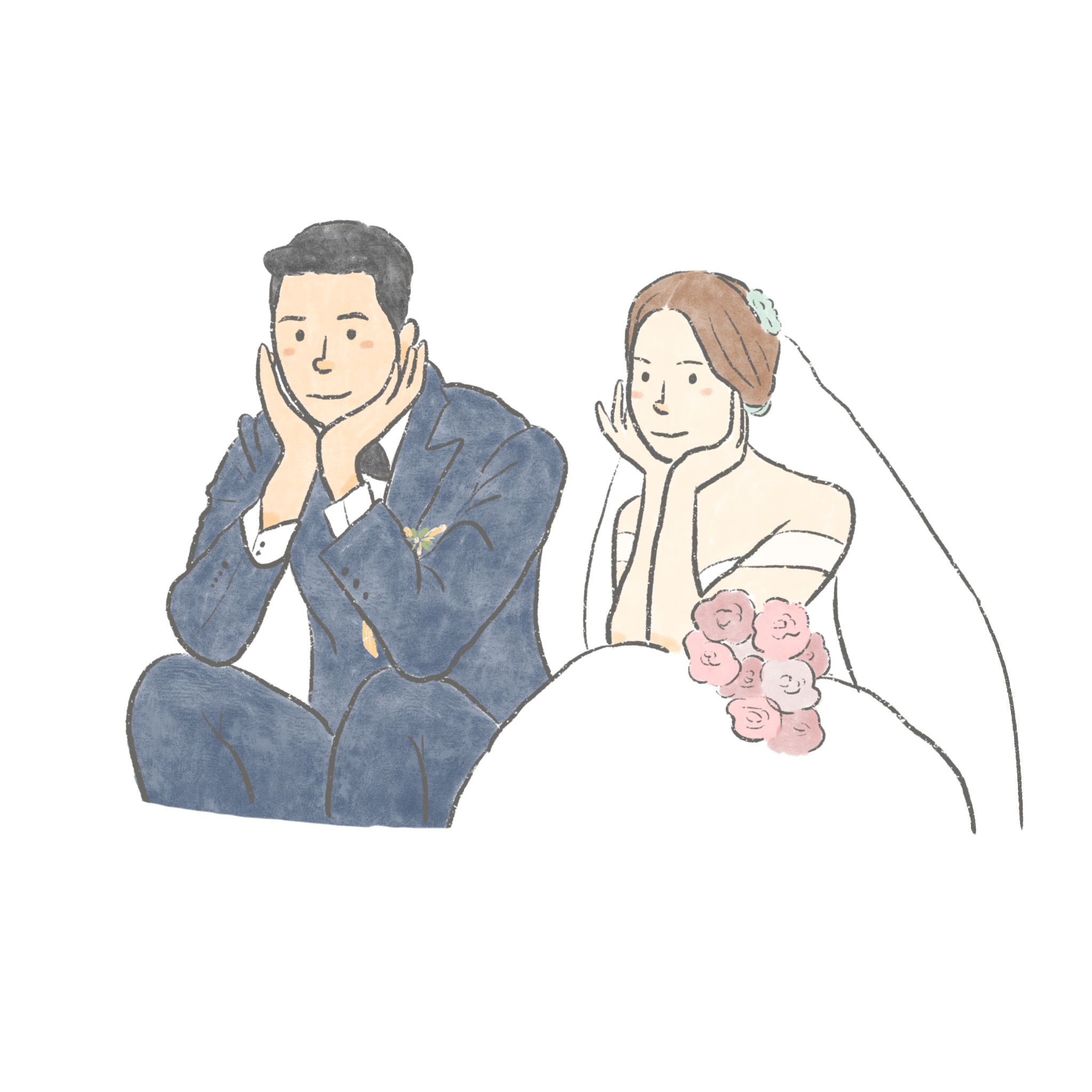 似顏繪客製化 PE01 婚紗照 情侶繪製 似顏繪線條